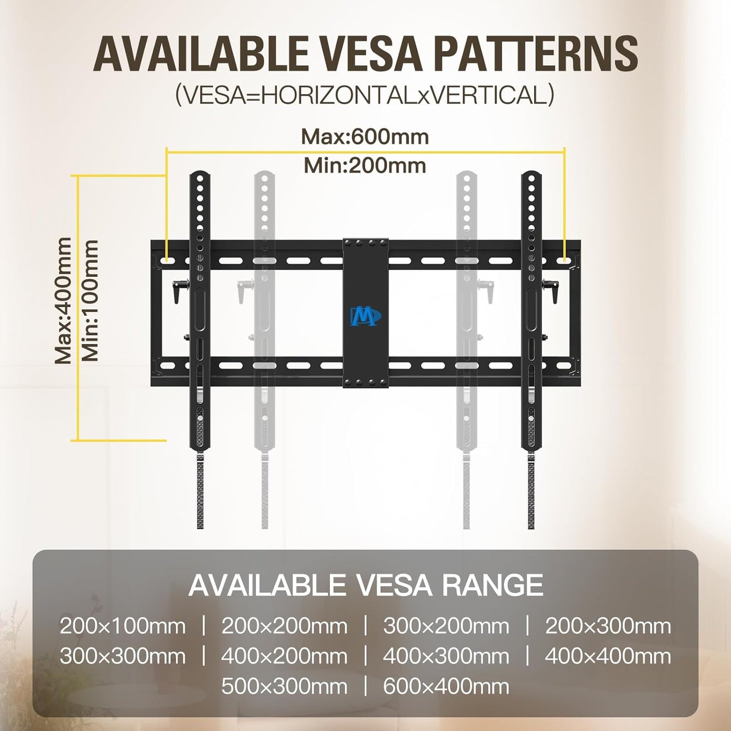 Mounting Dream TV Wall Mount, Advanced Tilt TV Mount Bracket for most 42-90 Inches TVs with Full Tilt Extension up to 7 Inches, Fits 16, 18, 24 Inches Studs, Max VESA 600x400mm and 120Lbs, MD2104-CA