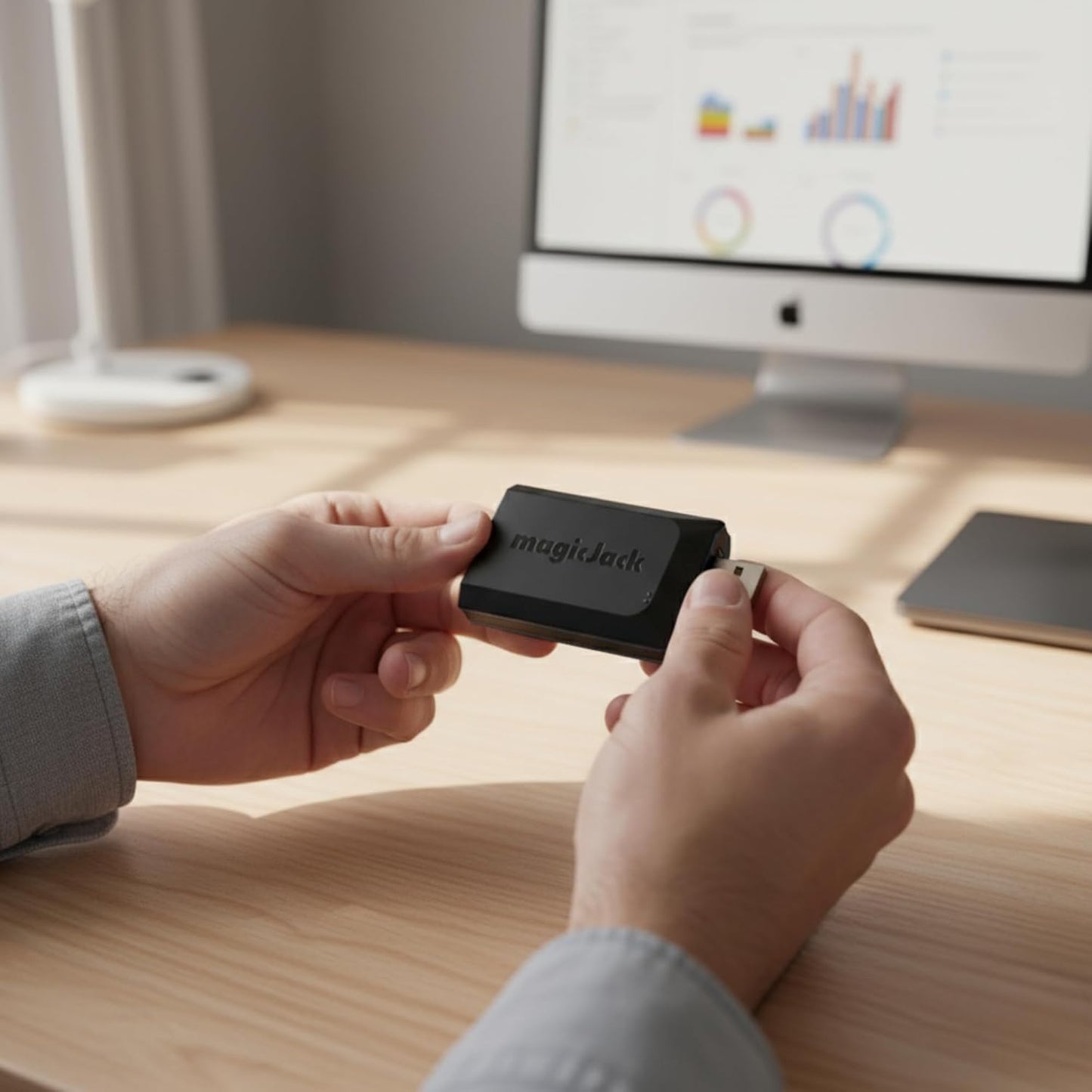 magicJack VOIP Phone Adapter - Unlimited Calls to US & Canada, No Monthly Bill, Portable Internet Phone with App, magicIN™ & magicOUT™ Service