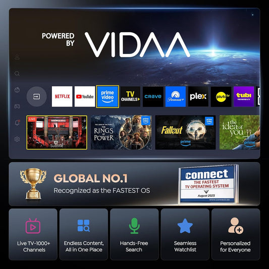 Smart Projector 4K【VIDAA Live TV|36W Dolby】Outdoor Projecteur with WiFi6 & Two Way Bluetooth, 1080P Short Throw Proyector Competible with Netflix|AI Auto Focus & Keystone|HDR10 for Movie/Home/Bedroom