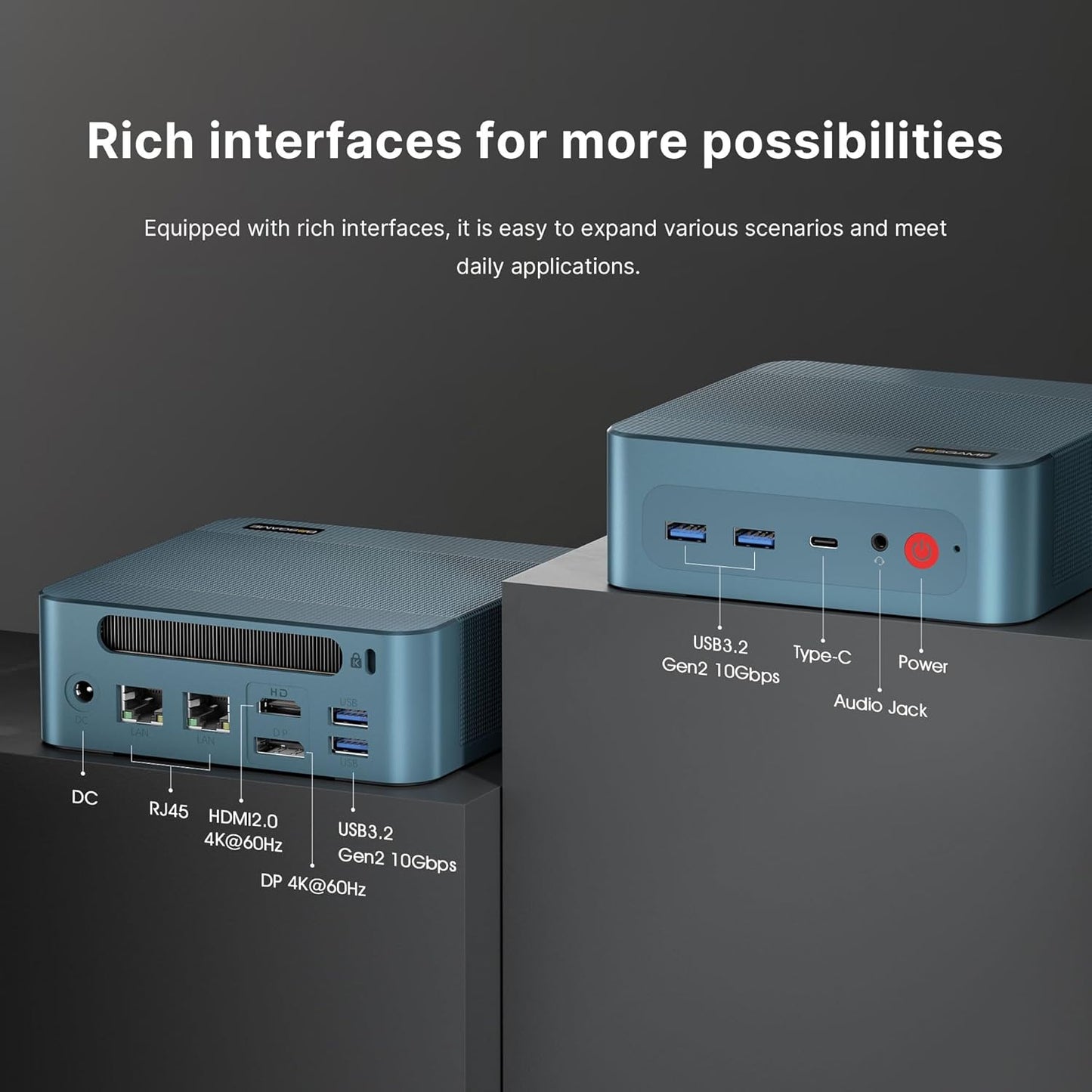 BOSGAME Mini PC Intel Core i5 12600H(12C/16T, up 4.5GHz), 32GB DDR4 RAM 512GB PCIe SSD, Mini Desktop Computers Dual LAN/4x USB3.2/WiFi6E/BT5.2/HDMI+DP+USB-C/4K Triple Display