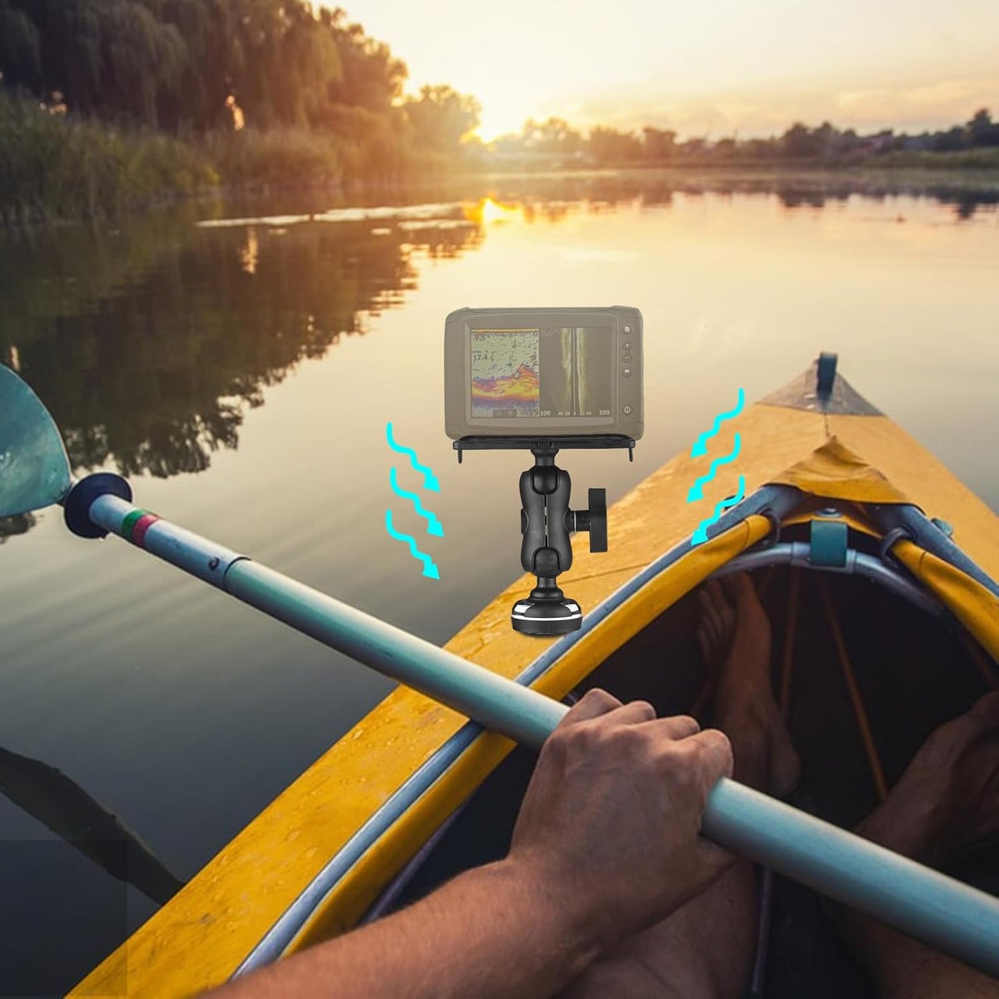 fosa Fish Finder Mount Base, Universal Fish Finder Bracket, Adjustable Kayak Electronic Holder with 360° Rotation Fishing Accessories