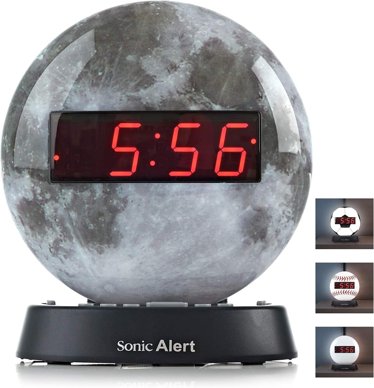 Sonic Alert Baseball Alarm Clock Nightlight for Heavy Sleepers - Loud & Compact Alarm Clock for Bedroom - Battery Backup & Full Range Dimmer - Easy to Set Digital Alarm Clock for Kids - AUX Connection