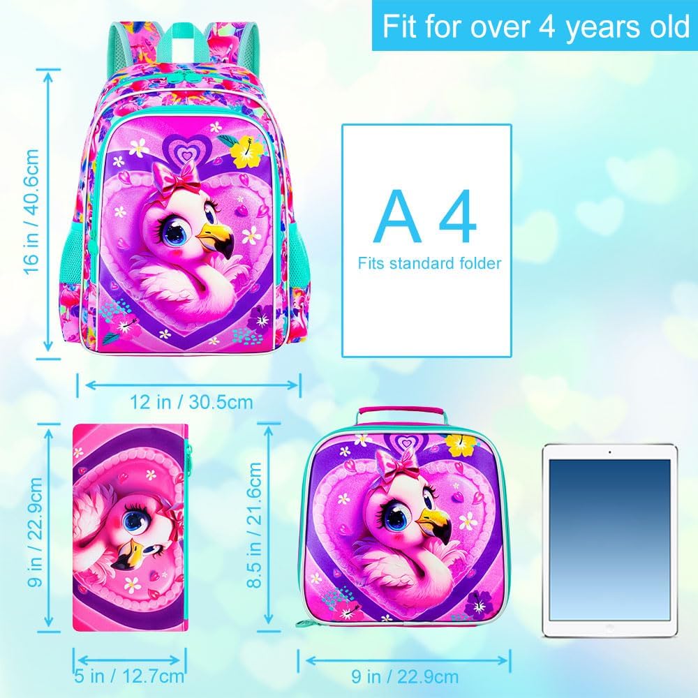 3pcs Backpack for Boys and Girls, 16” Kids Kindergarten Bookbag with Lunch Box, Cute Elementary Backpacks for Boy Girl