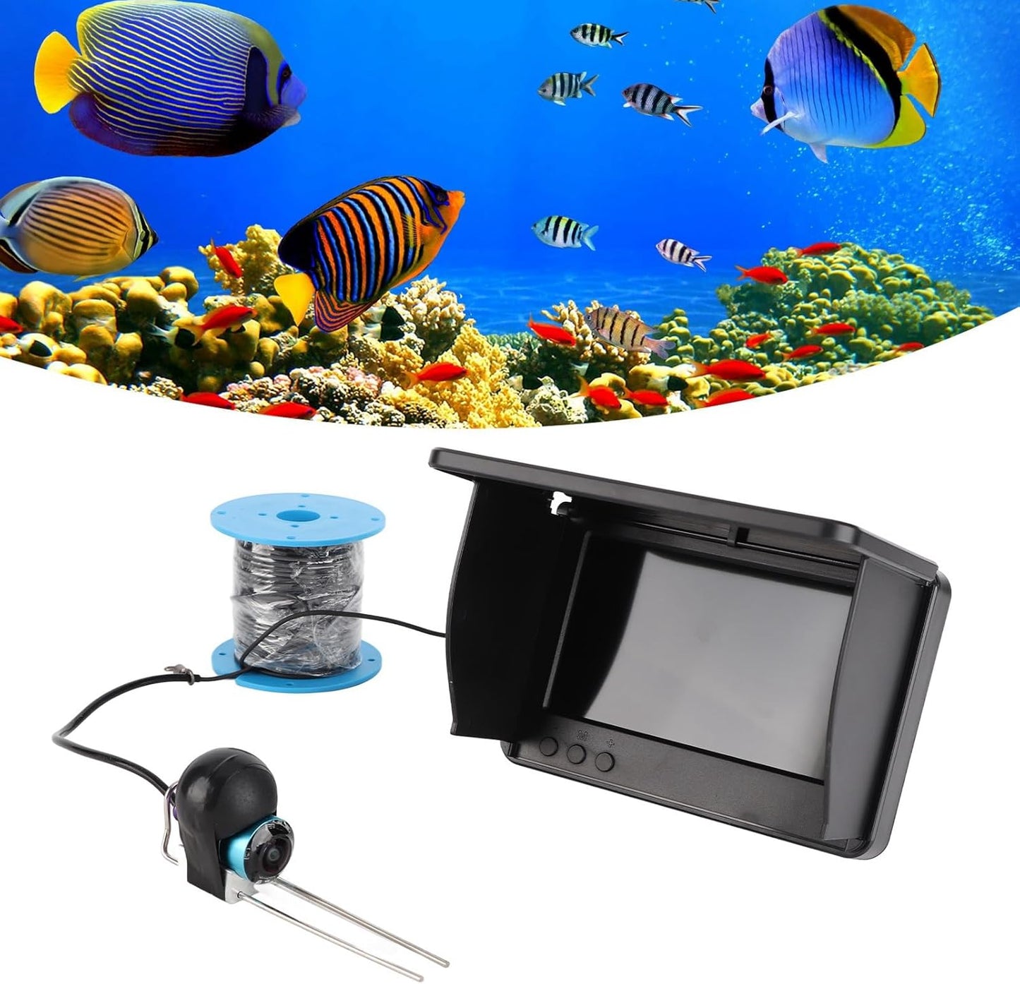 Brilluxa Fishing Camera, Portable Fish Finder, 5 Inch HD Display, 12V 0.34MP, Underwater Fishing Camera, Ice Fishing, Boat & Kayak Fish Finder (30m/98.4ft Cable)
