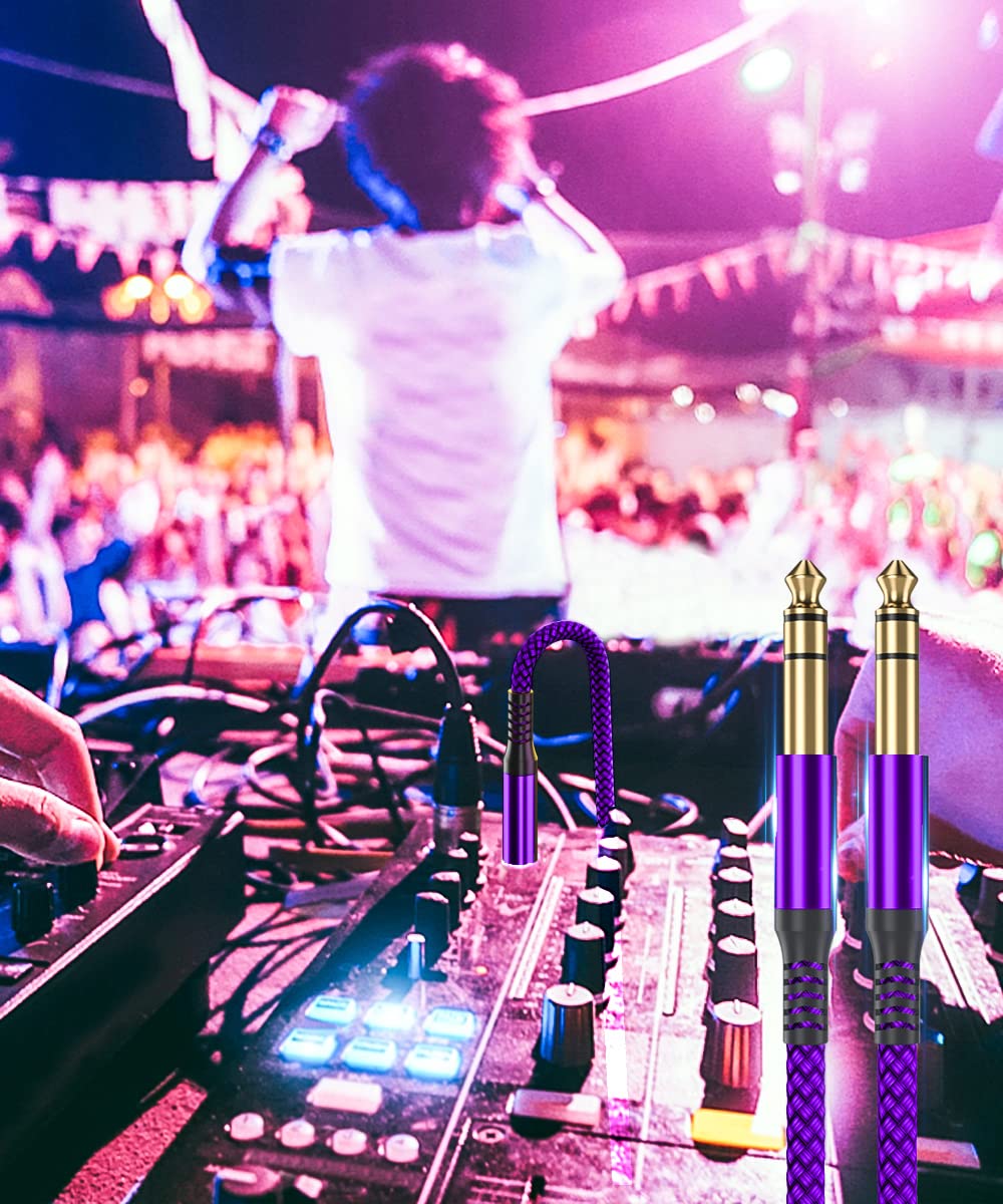 Elebase 1/4 Inch TRS Instrument Cable 10ft 2Pack,Straight 6.35mm Guitar Bass AMP Cord,Quarter inch Male Jack Stereo Audio Balanced TRS Line for Electric Guitar,Bass,Keyboard,Mixer,Amplifier,Speaker