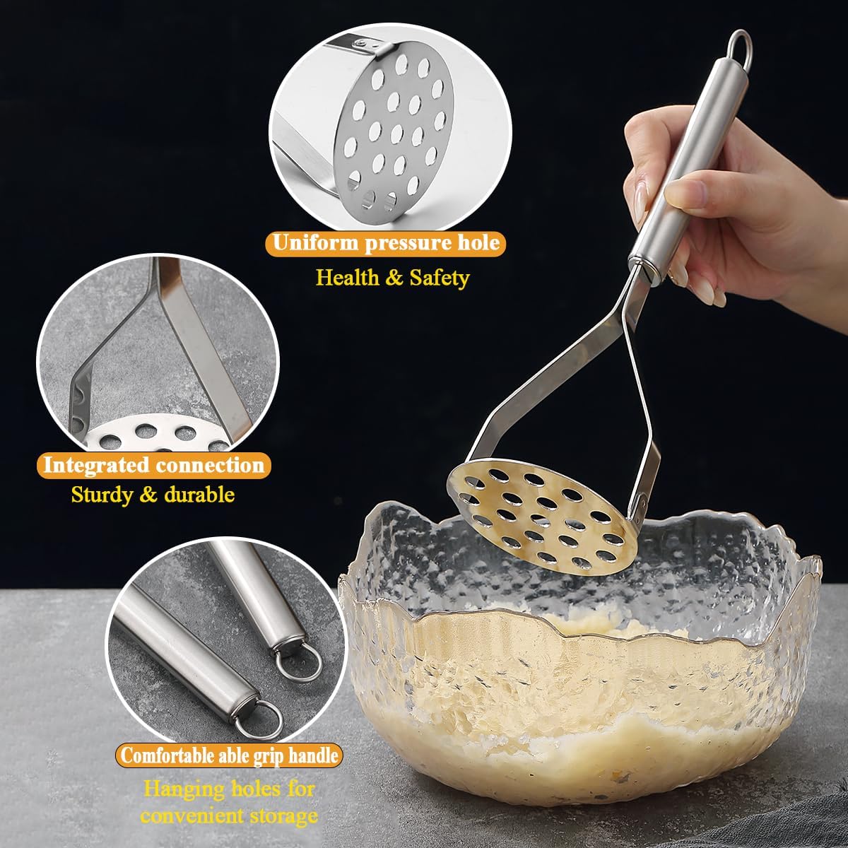 Purilite Select Dual-Head Stainless Steel Potato Masher Set