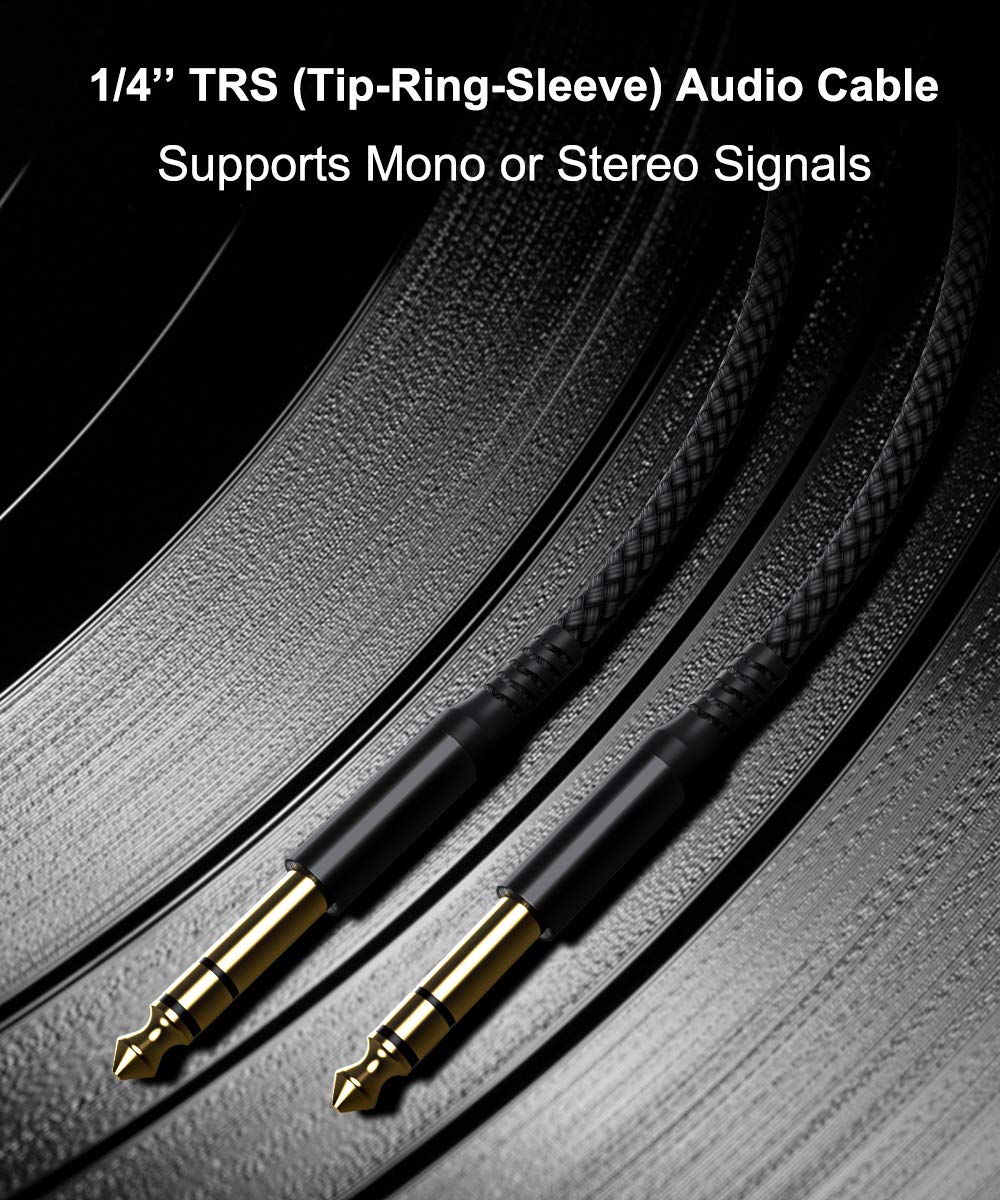 Elebase 1/4 Inch TRS Instrument Cable 10ft 2Pack,Straight 6.35mm Guitar Bass AMP Cord,Quarter inch Male Jack Stereo Audio Balanced TRS Line for Electric Guitar,Bass,Keyboard,Mixer,Amplifier,Speaker