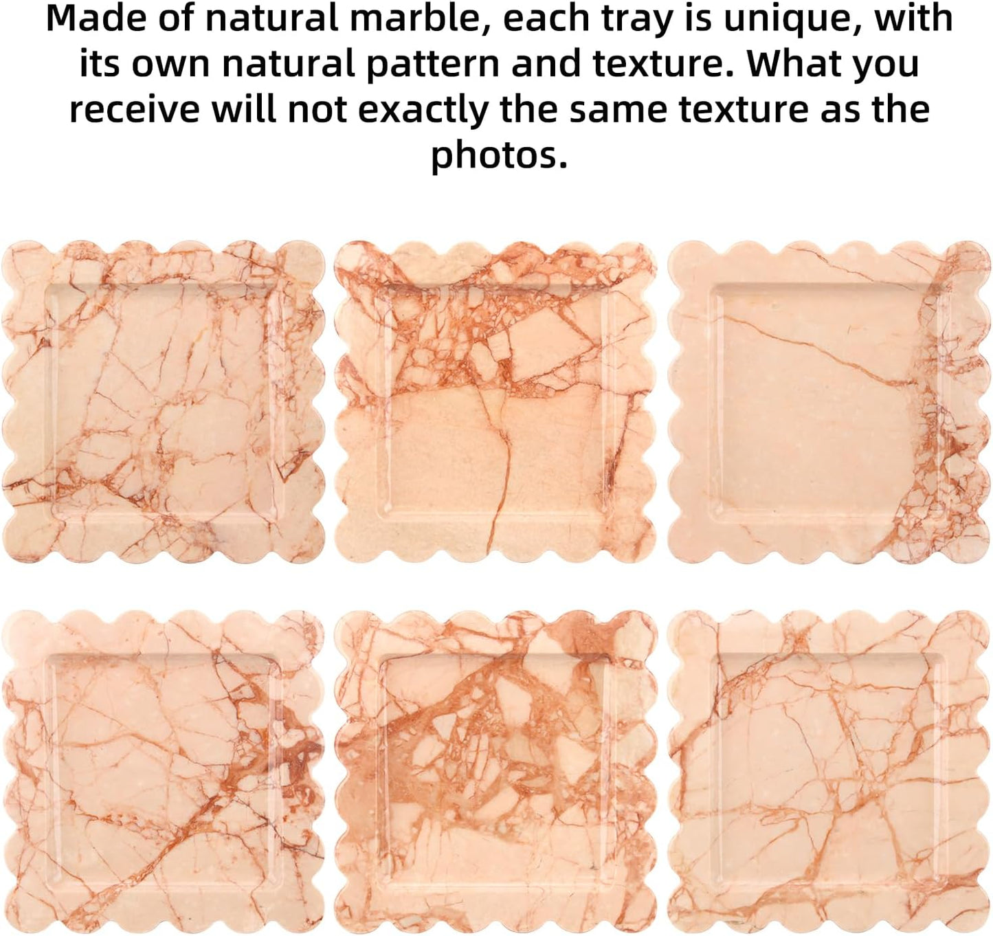 HESHIBI Marble Decorative Tray, Square, 8x8 inches, Rosso Lepanto, Luxury Natural Stone, Bathroom Vanity, Dresser Top, Kitchen Sink, Trinket Ring Tray