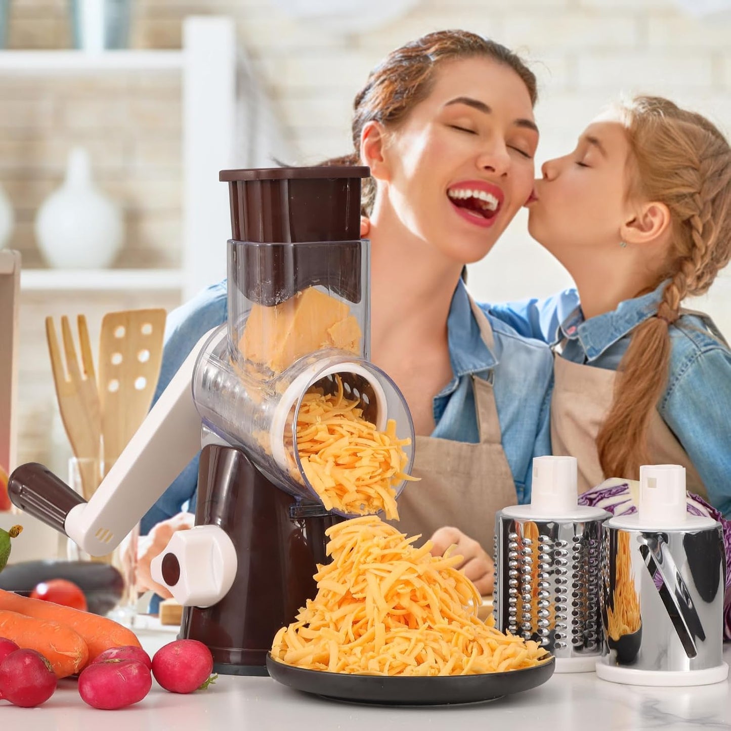 Purilite Select Rotary Cheese Grater with 3 Stainless Steel Blades