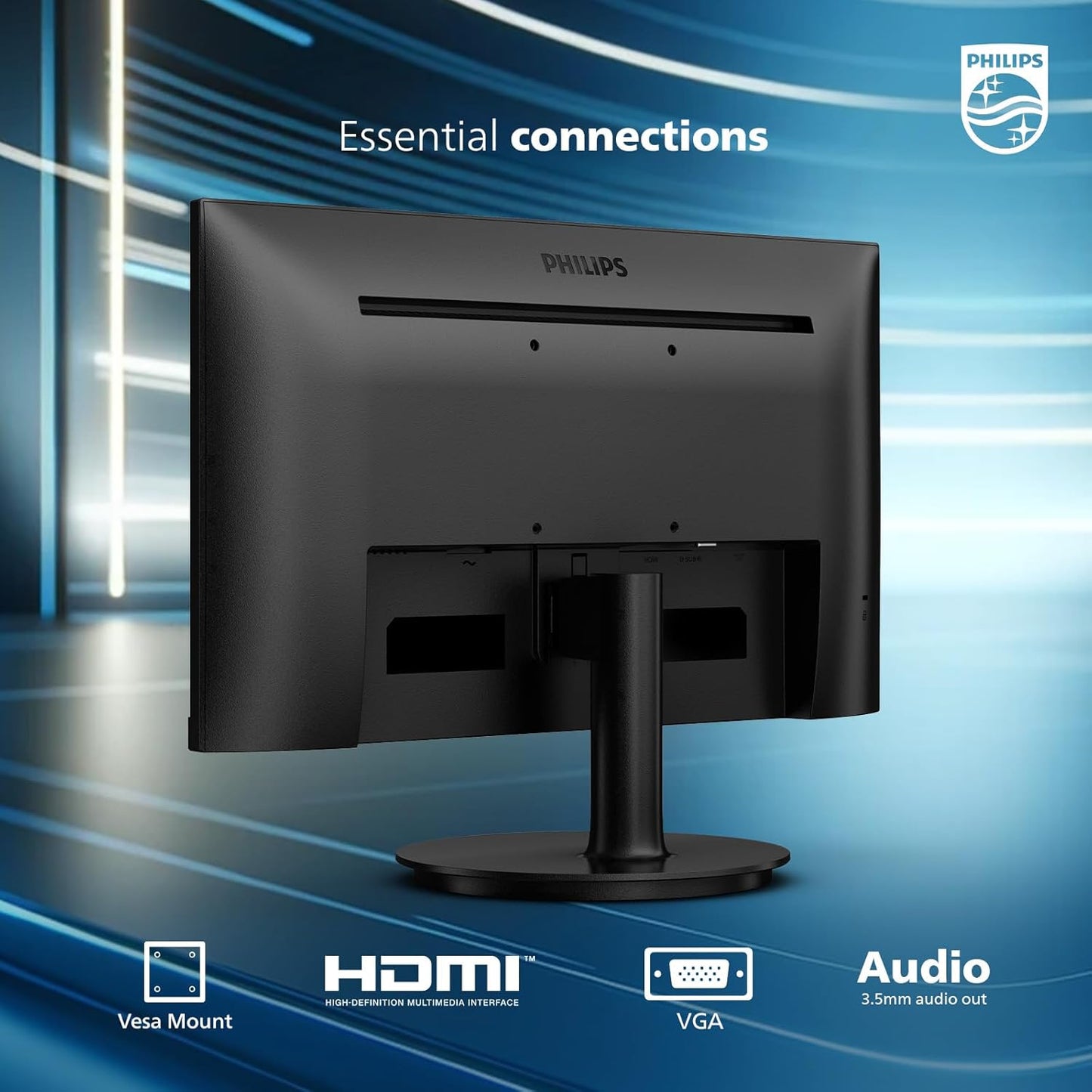 Philips 22 inch Class Thin Full HD (1920 x 1080) 75Hz Monitor, VESA, HDMI & VGA Port, 221V8LN