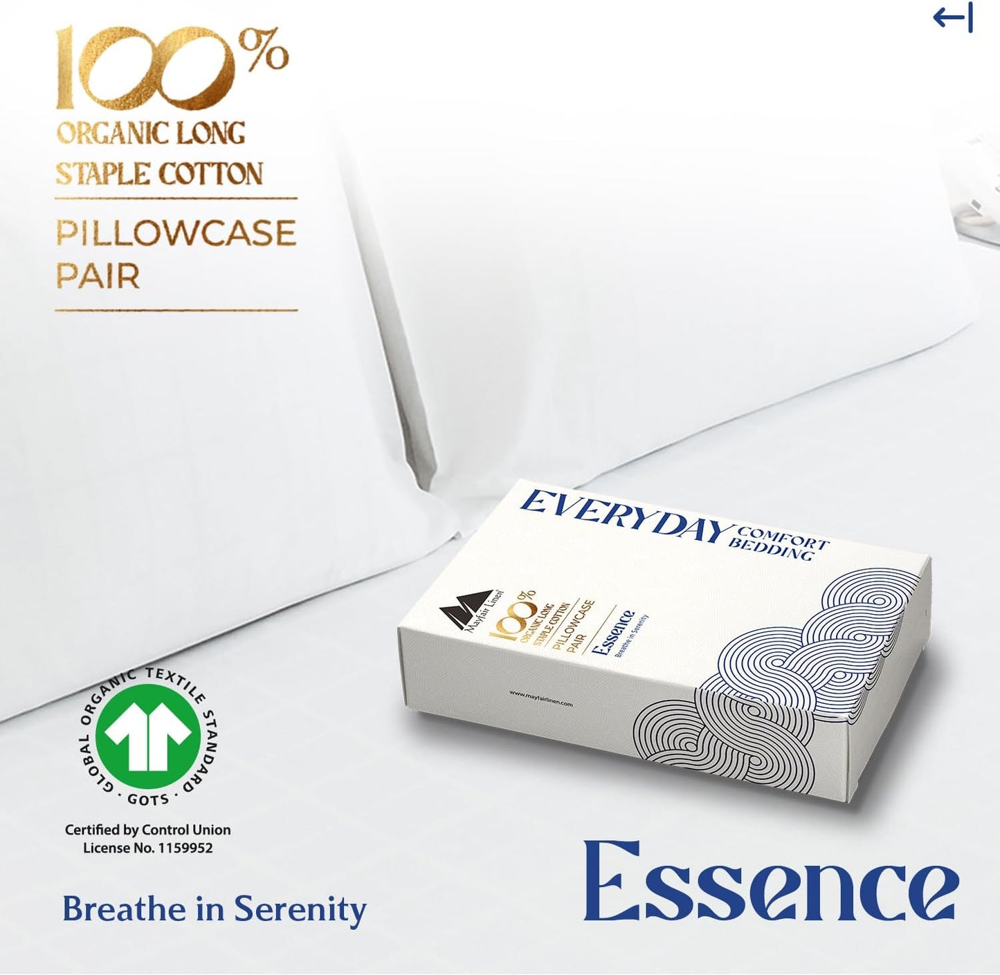 Mayfair Linen 100% Organic Cotton Percale Sheets Full Size - White Cotton Percale Sheets Full, 4 Piece Full Percale Sheet Sets, Soft & Crisp, Cooling Sheets, 16" Deep Pocket Hotel Sheets Full Size
