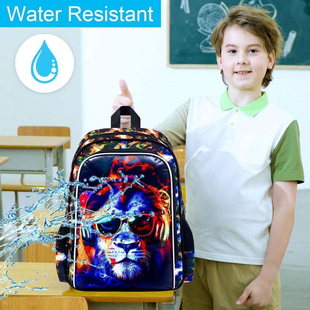 3pcs Backpack for Boys and Girls, 16” Kids Kindergarten Bookbag with Lunch Box, Cute Elementary Backpacks for Boy Girl