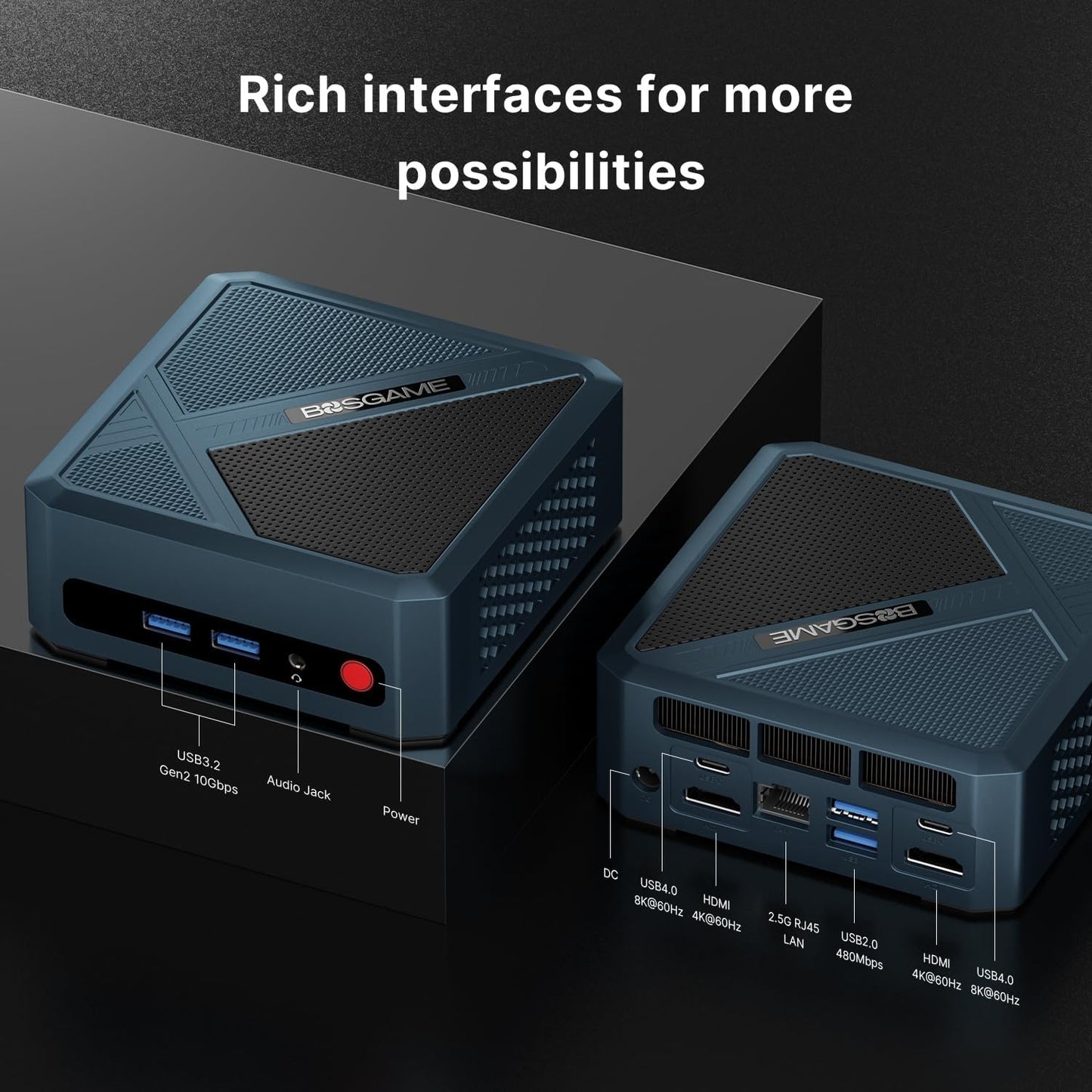 BOSGAME Mini PC P4, Desktop Computers Ryzen 7 5825U PC, Dual LAN Mini Gaming PC,16GB DDR4 RAM, 512GB NVMe SSD, 4K Triple Display, Wi-Fi 6E, Bluetooth 5.2