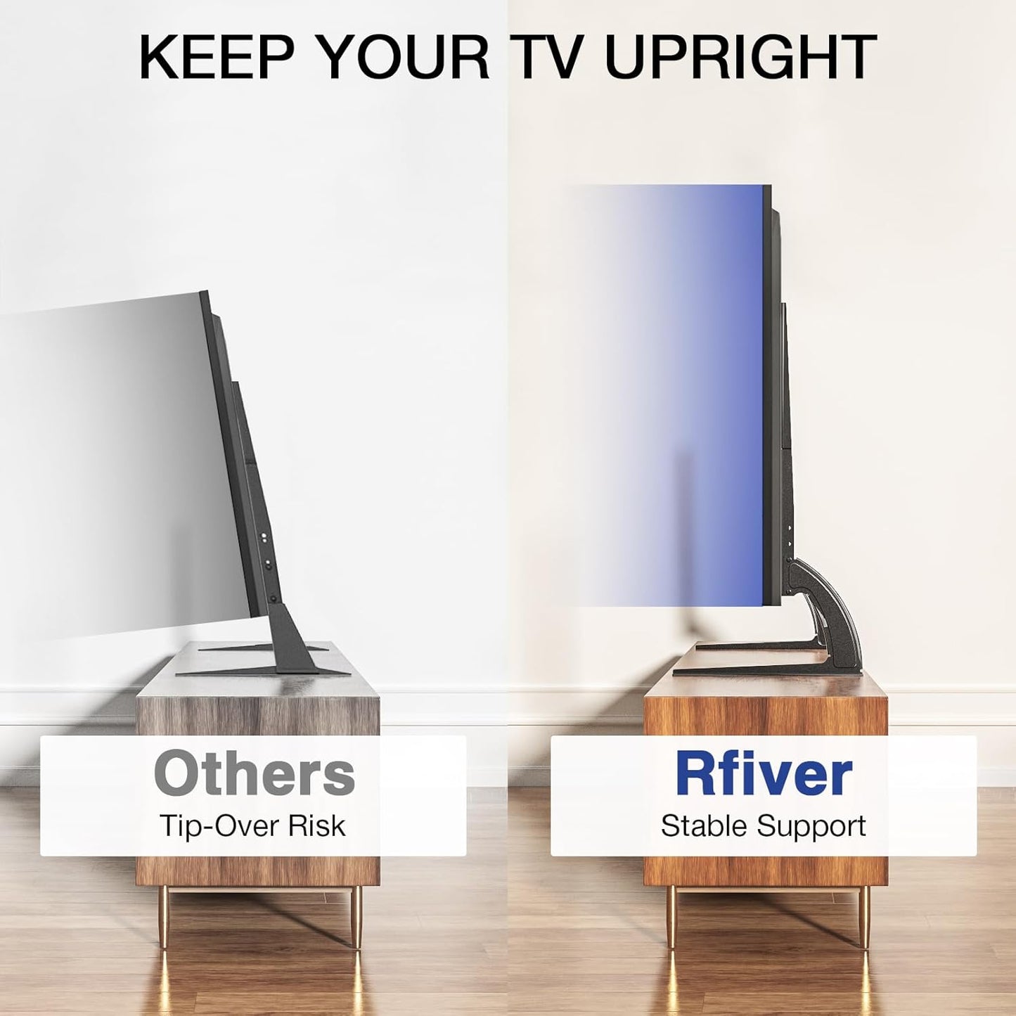 Rfiver Universal TV Stand, TV Legs Tabletop for 22 to 65 inch Plasma LCD LED Flat Screen TVs, TV Mount Holds up to 88lbs, Max VESA 800 x 500mm, Height Adjustable TV Base
