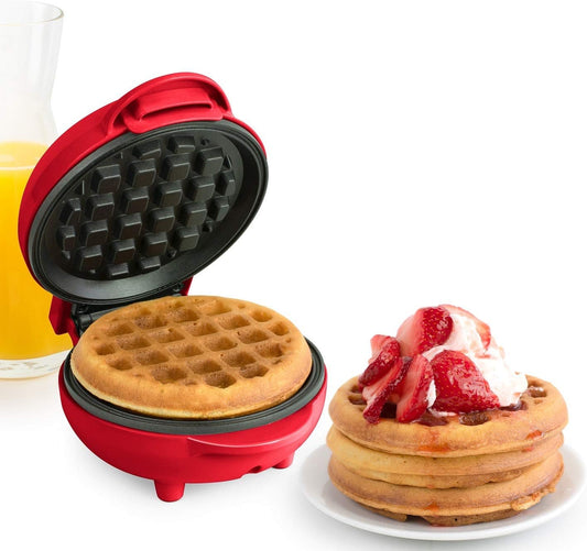 Nostalgia MWF5AQ MyMini Personal Electric Waffle Maker, Hash browns, French Toast Grilled Cheese, Quesadilla, Brownies, Cookies, Red - PuriLite