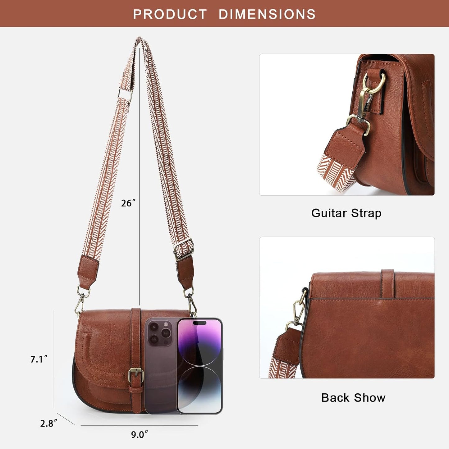 Crossbody Bags for Women Small Over the Shoulder Saddle Purses and Boho Cross body Handbags,Vegan Leather
