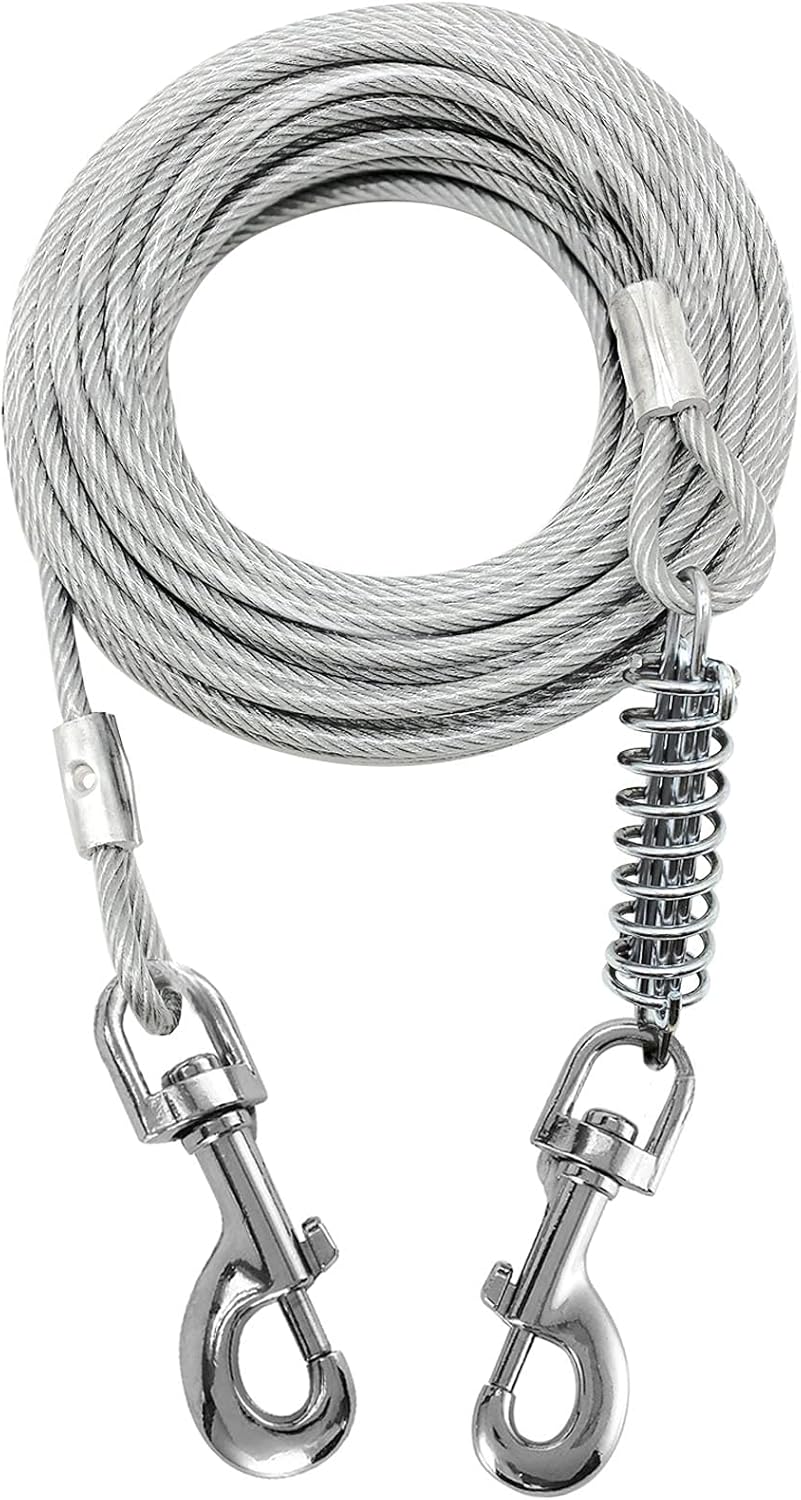 Tie Out Cable for Dogs, 10FT Dog Leads for Yard Chew Proof, Heavy Duty Dog Tie Out Cable for Large Dogs Up to 126lbs, Durable Dog Runner for Yard or Camping
