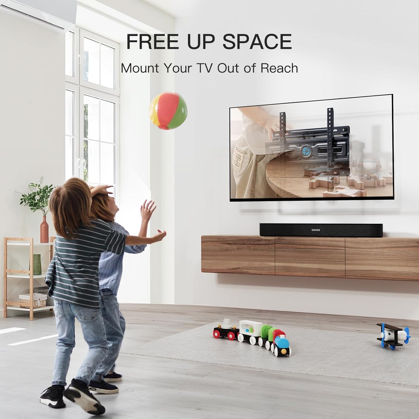 Pipishell Full Motion TV Wall Mount for Most 26-65 inch TVs up to 99 lbs, Pre-Assembled Wall Mount TV Bracket with Swivel & Tilt, 3 Bracket Heights, Max VESA 400x400mm, Fits 12″/16″ Wood Studs, PIMF4