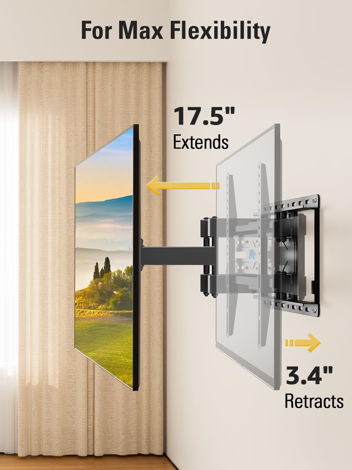 Mounting Dream TV Wall Mount for Most 32-65" Flat Screen TVs, Full Motion TV Mount with Dual Swivel Articulating Arms, Easy for TV Centering, Max VESA 400x400mm, 99 lbs Loading MD2380