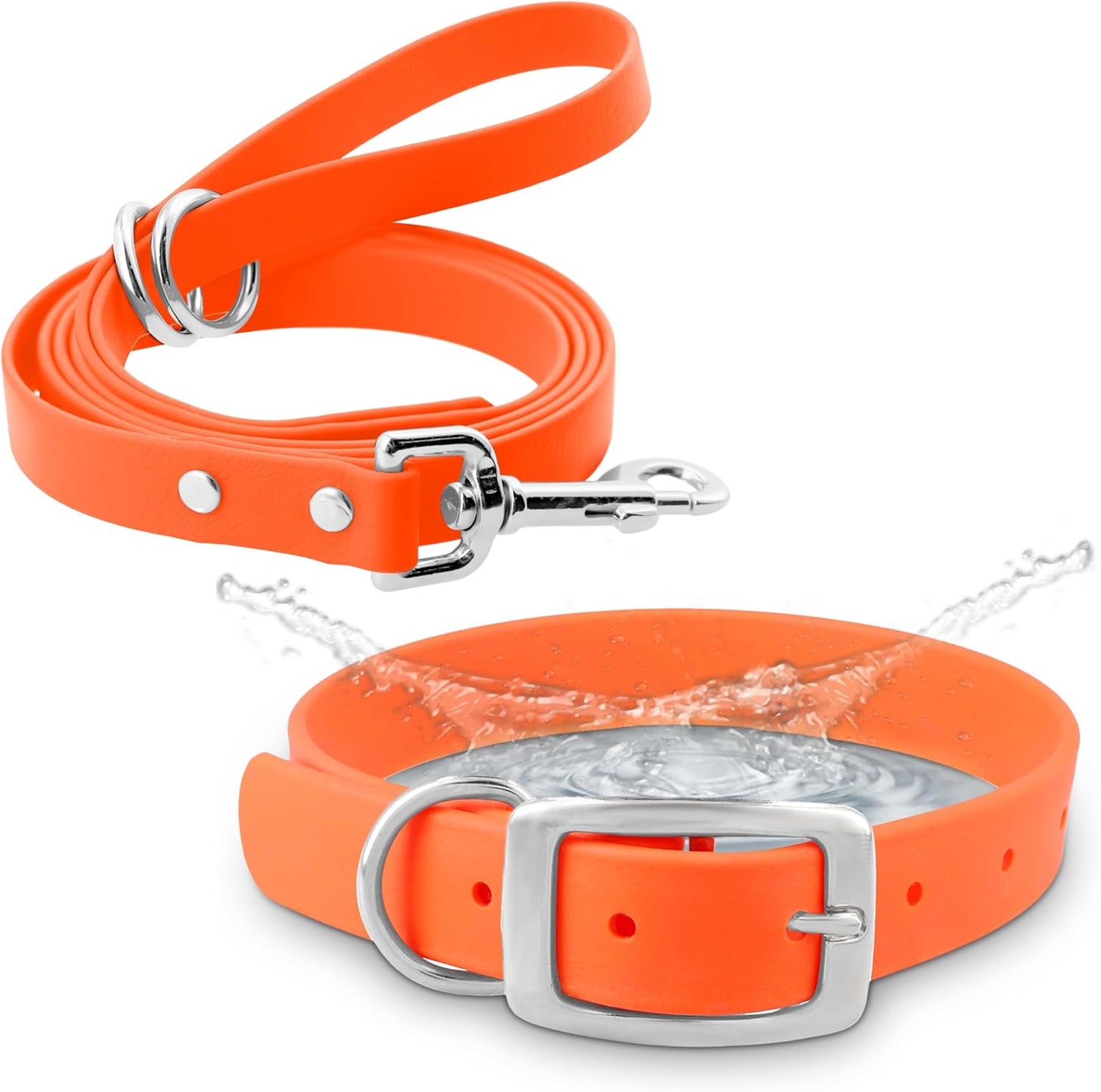 Regal Dog Products Medium Yellow Waterproof Dog Collar with Heavy Duty Double Buckle & D Ring | Vinyl Coated, Custom Fit, Adjustable Biothane Dog Collar | Chew Resistant Waterproof Collar for Dogs