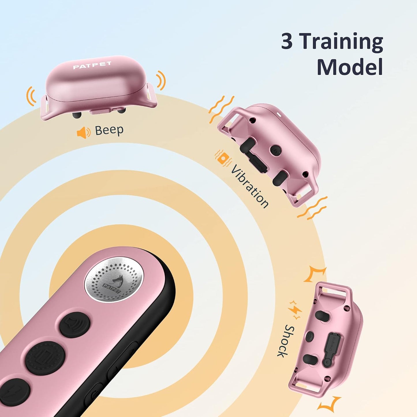 PATPET Dog Training Collar with Remote - Electric Dog Shock Collar for Small Medium Large Dogs - 3 Adjustable Safe Modes, Rechargeable Waterproof E Collar for Dogs (8-120 lbs)