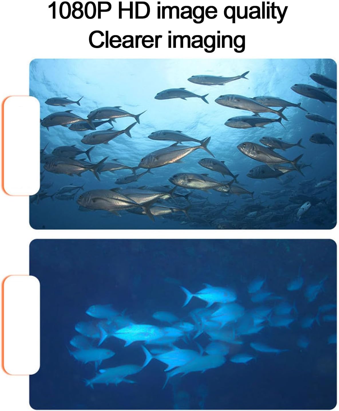 Underwater Fishing Camera, Waterproof Fish Finder 1080P FHD Visual Night Vision, 5000mah Rechargeable Battery, 98.43ft Cable, for Ice Lake Sea Boat Kayak Fishing