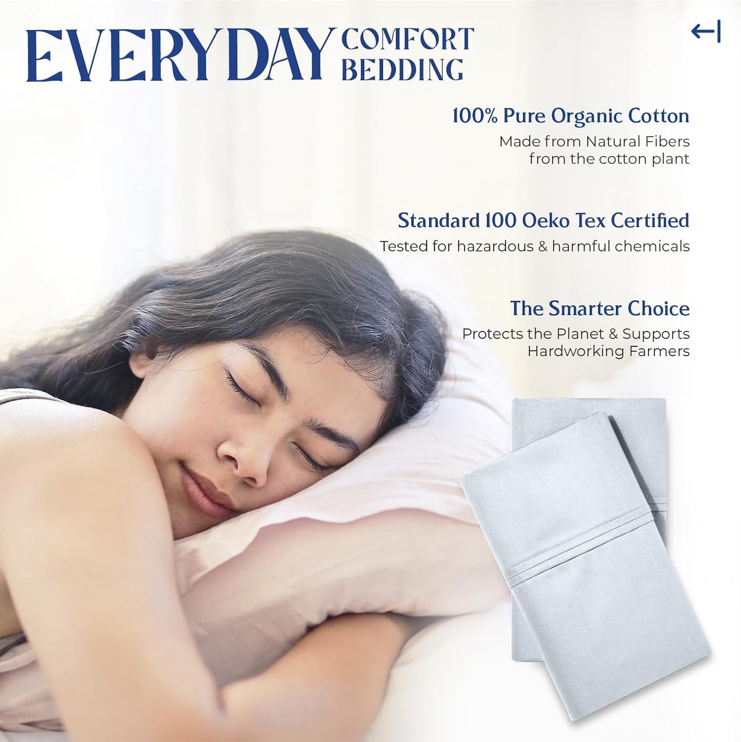 Mayfair Linen 100% Organic Cotton Percale Sheets Full Size - White Cotton Percale Sheets Full, 4 Piece Full Percale Sheet Sets, Soft & Crisp, Cooling Sheets, 16" Deep Pocket Hotel Sheets Full Size