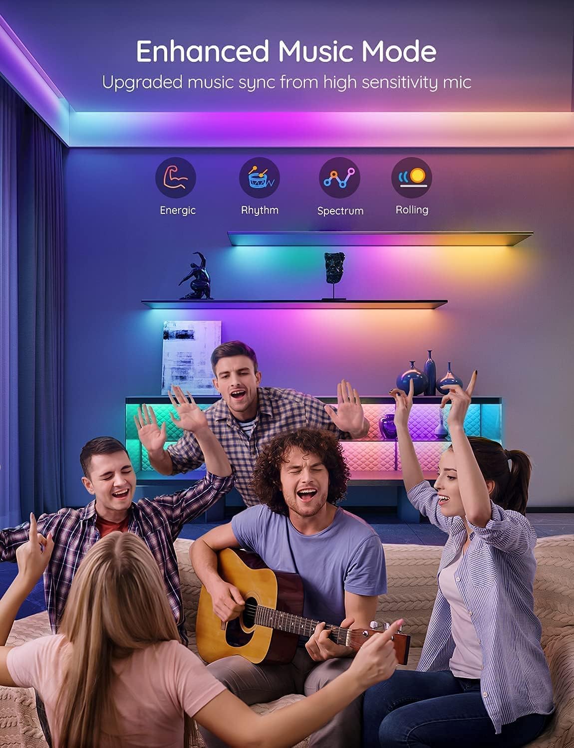 Govee RGBIC Pro LED Strip Lights, 16.4ft Color Changing Smart LED Strips, Works with Alexa and Google, Segmented DIY, Music Sync, WiFi and App Control, LED Lights for Bedroom,Home Decor