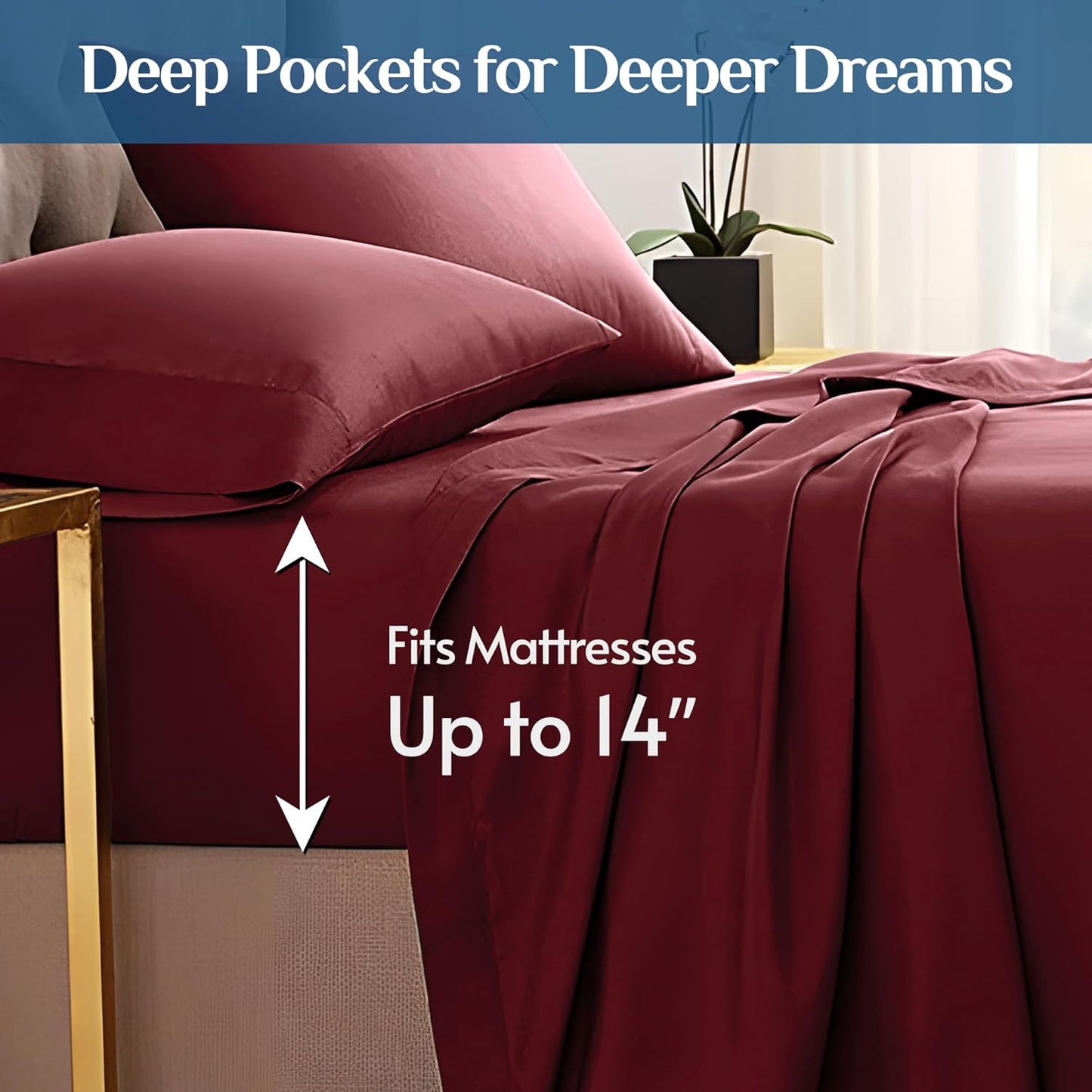 JOLLYVOGUE Queen Size Bed Sheet Set - 4 Piece Bed Sheets Set with Deep Pocket - Soft Breathable & Cooling - Resists Shrinkage & Fading Draps Queen - Easy Care (Dark Grey)