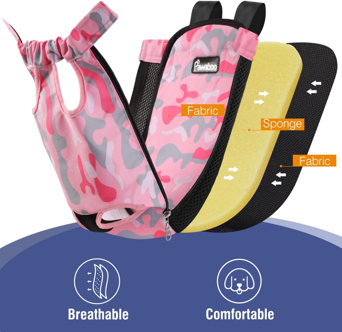 Pawaboo Pet Carrier Backpack, Adjustable Pet Front Cat Dog Carrier Backpack Travel Bag, Legs Out, Easy-Fit for Traveling Hiking Camping for Small Medium Dogs Cats Puppies, Medium, Black