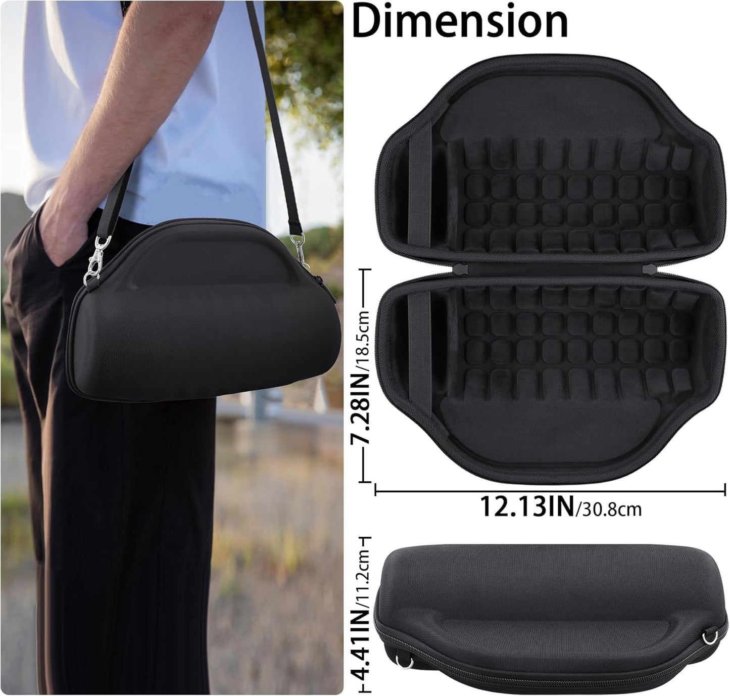 co2CREA Case for JBL Charge 6 Waterproof Portable Bluetooth Speaker, Hard Travel Case with Detachable Shoulder Strap (White Case)