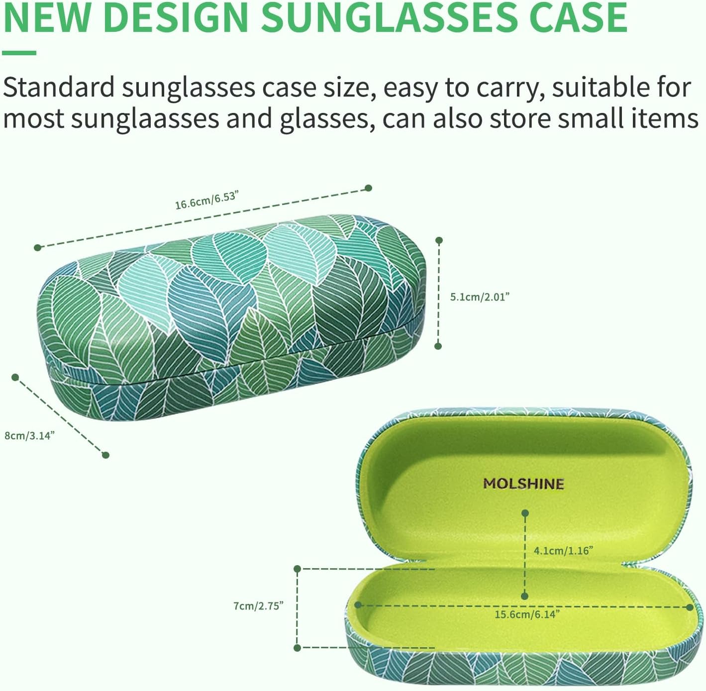 molshine Hard Shell Leather Sunglasses Case,Classic Large Glasses Case for Women Men,Sunglass Eyeglasses