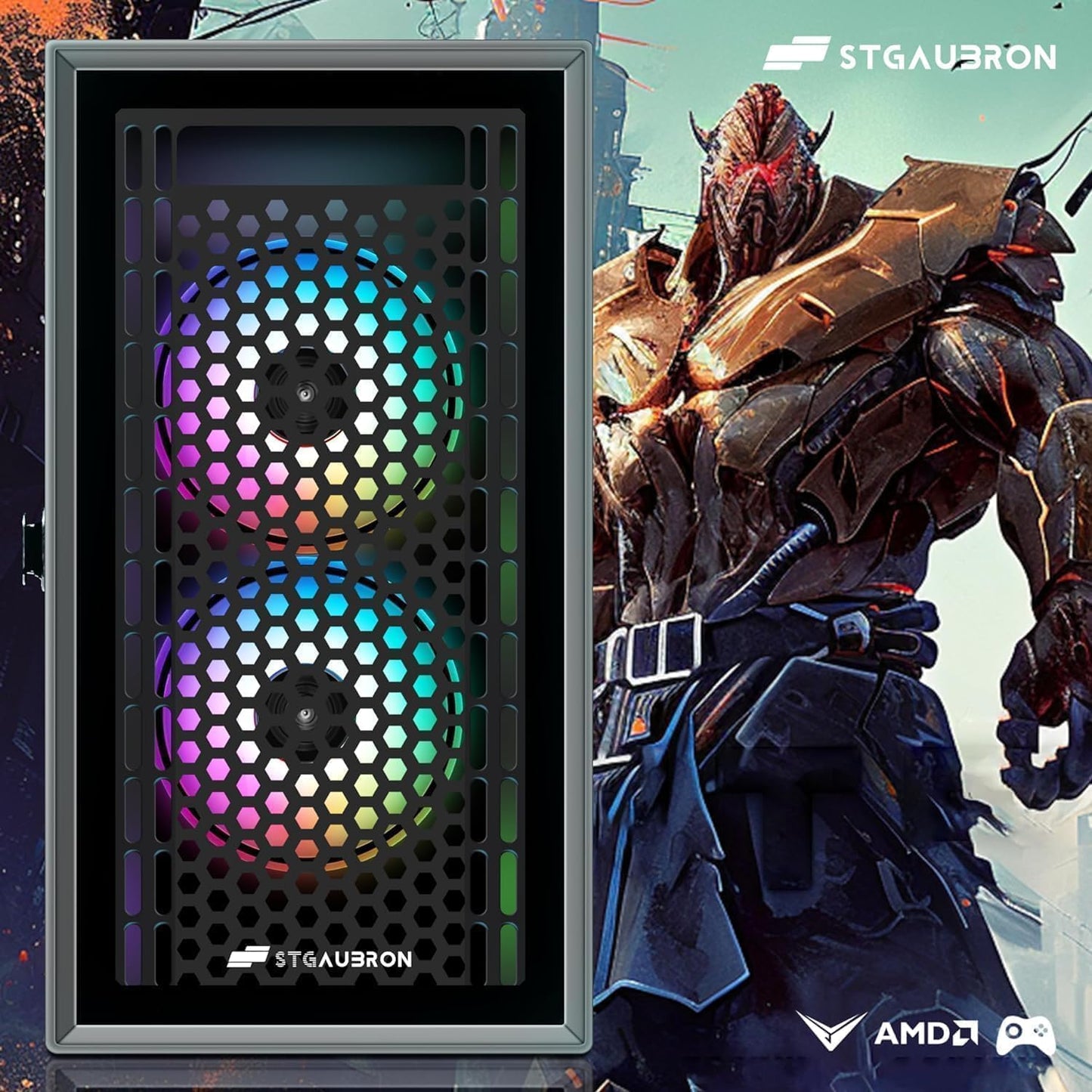 STGAubron Gaming PC Computer Desktop, GeForce RTX 2060 Super, Intel Core i7 8th up to 4.1GHz, 16G DDR4, 1T SSD, 600M WiFi, BT 5.0, RGB Fan x6, Windows 11 Home