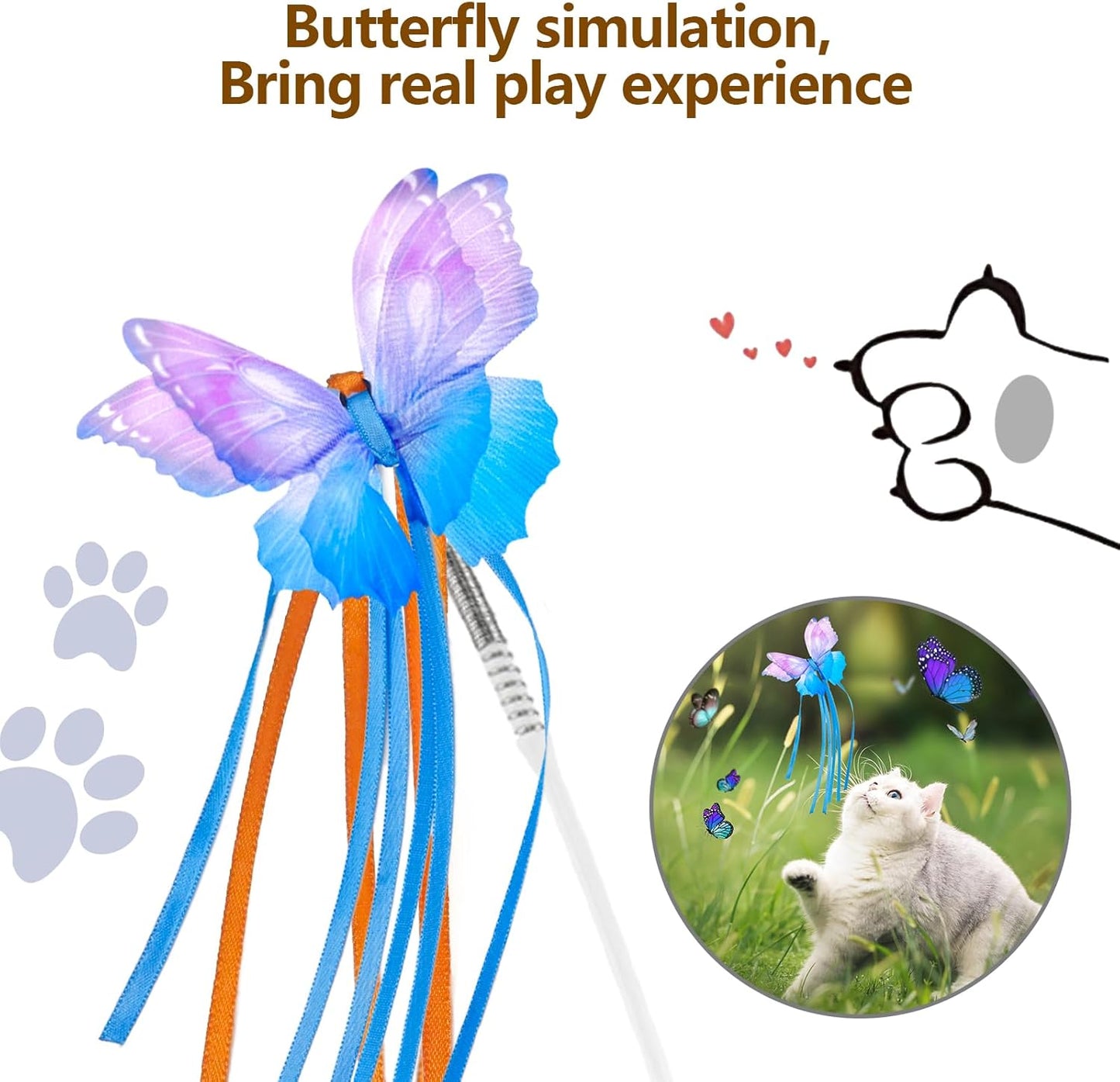 ORSDA Cat Toys Interactive, 4 in 1 Automatic Cat Toy, Hide and Seek, Whack a Mole, Magic Wand, Chasing Feather, with 4 Replacements, USB Rechargeable, for All Breed Sizes
