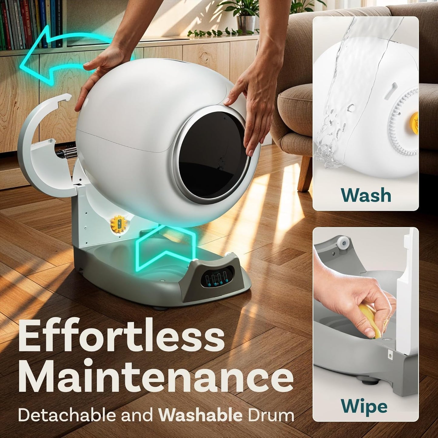 PetCove Self Cleaning Litter Box - Automatic Cat Litter Box up to 75L, App‑Control Cat Litter Box with Integrated Safety Protection, Advanced Odor Control & Smart Weight Monitoring with Cat Litter Bag
