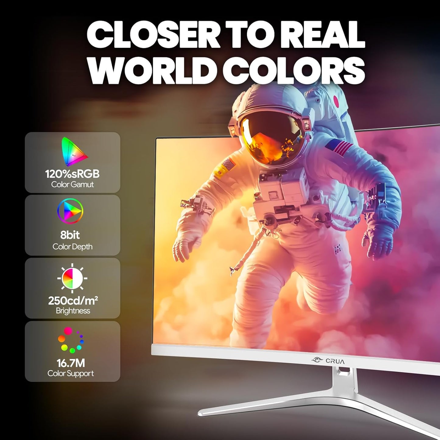 CRUA 34 Inch Gaming Monitor 144Hz, WQHD 3440X1440P Ultrawide Curved Monitor, 21:9 1500R 120% sRGB Computer Display Support Freesync, PIP/PBP, HDMI 2.0 & DP 1.4, Wall Mountable/Tilt Adjustable-Black
