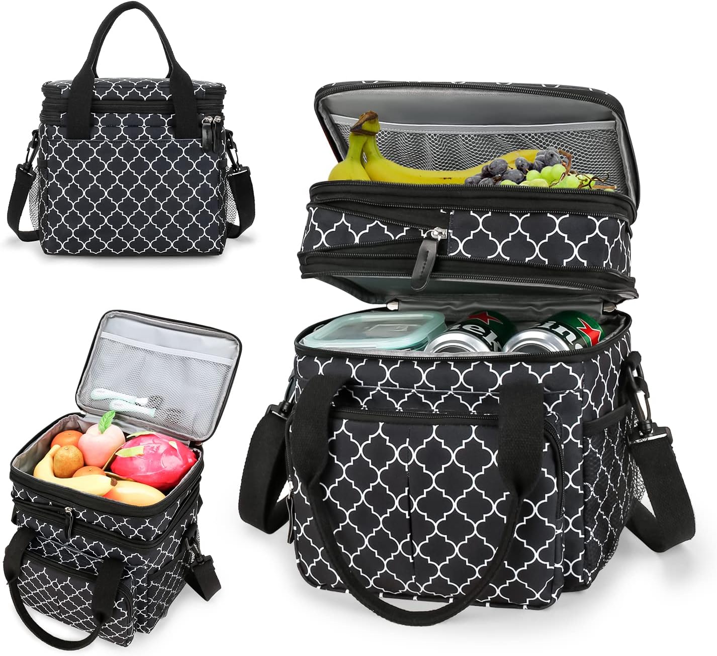 Lunch Bag Women Insulated Lunch Box for Work, Purple Expandable Large Lunch Bags, Leakproof Double Deck Lunch Box Cooler Bag(Purple)