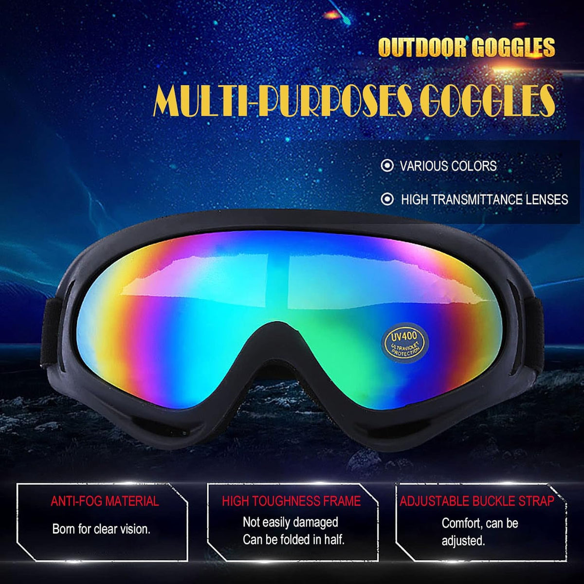 immoono 2Pcs Motorcycle Goggles with 2Pcs Balaclavas, Dirt Bike ATV Motocross Riding Racing Ski Goggle Safety Glasses - PuriLite