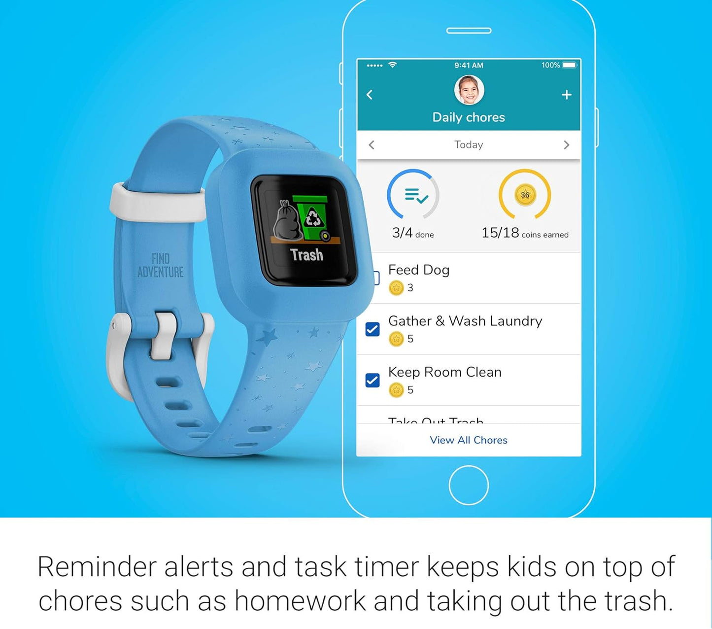 Garmin vívofit Stretchy Activity Tracker for Kids, Adjustable watch
