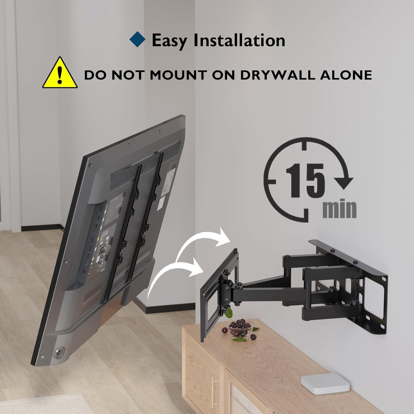 BONTEC TV Wall Mount, Full Motion Bracket for 23-70 Inch TVs, Holds Up to 99lbs, Max VESA 400x400mm, Fits 32 40 50 55 65 Inch LED OLED LCD Flat and Curved Screens, Tilt Swivels with 6 Arms