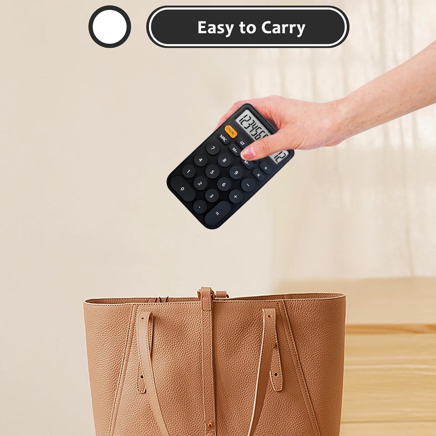 VEWINGL Mechanical Switch Calculator, 12 Digit Large LCD Display and Buttons, Great for Everyday Life and Basic Office Work, with Battery