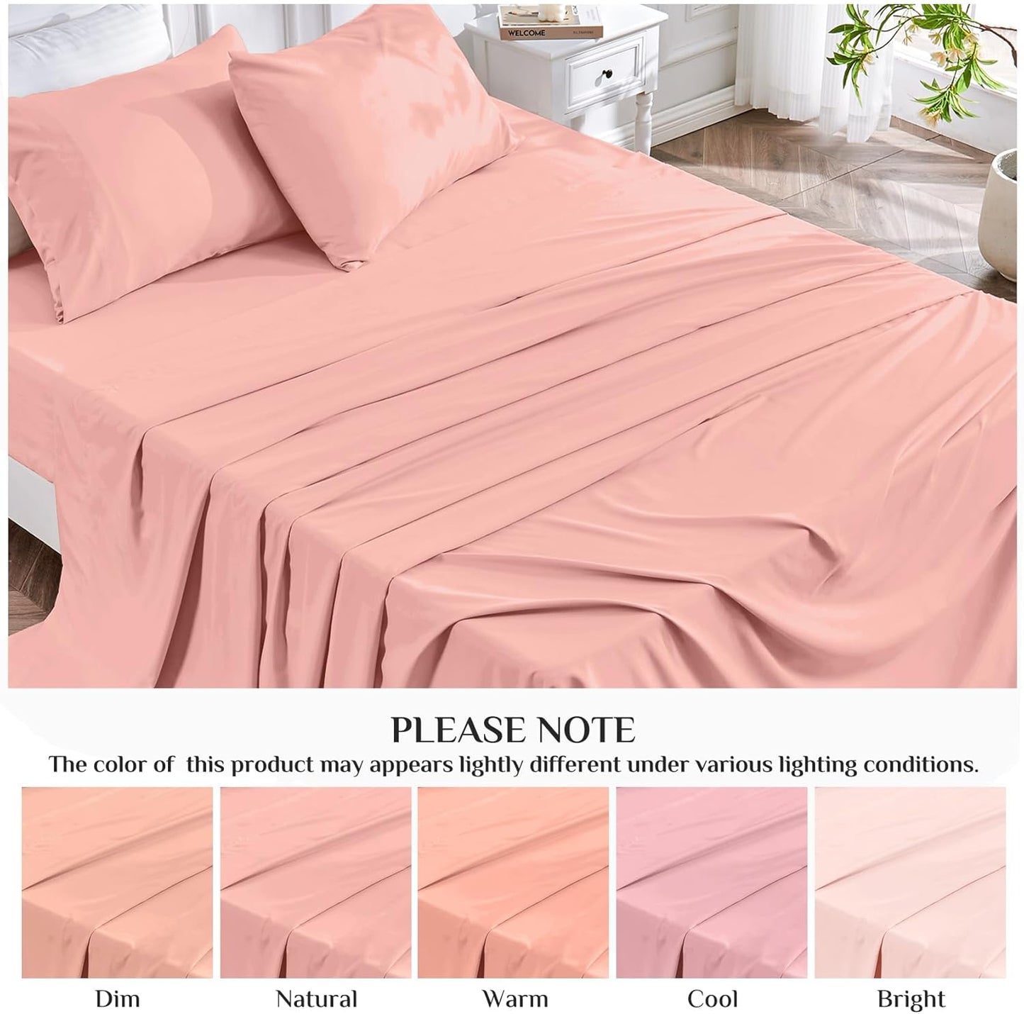 JOLLYVOGUE Queen Size Bed Sheet Set - 4 Piece Bed Sheets Set with Deep Pocket - Soft Breathable & Cooling - Resists Shrinkage & Fading Draps Queen - Easy Care (Dark Grey)