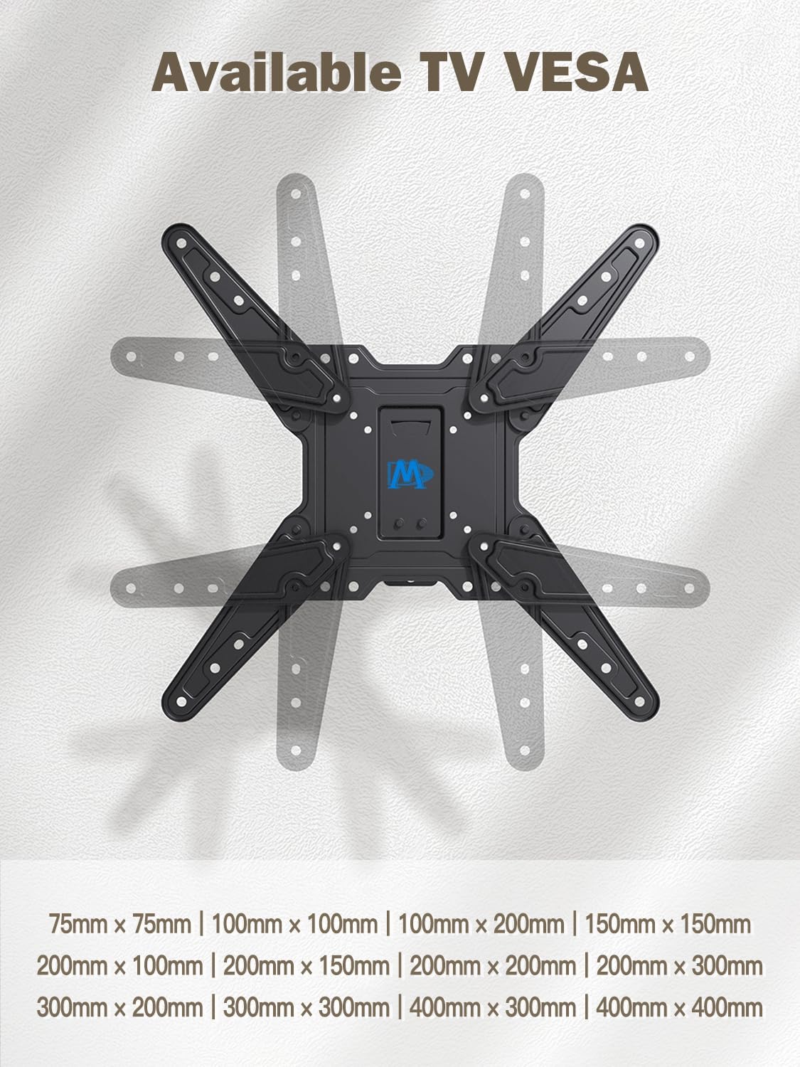 Mounting Dream TV Mount for Most 26-55 Inch TVs, Full Motion TV Wall Mount with Perfect Center Design on Single Stud Articulating Mount Max VESA 400x400mm up to 77 LBS, MD2413-MX