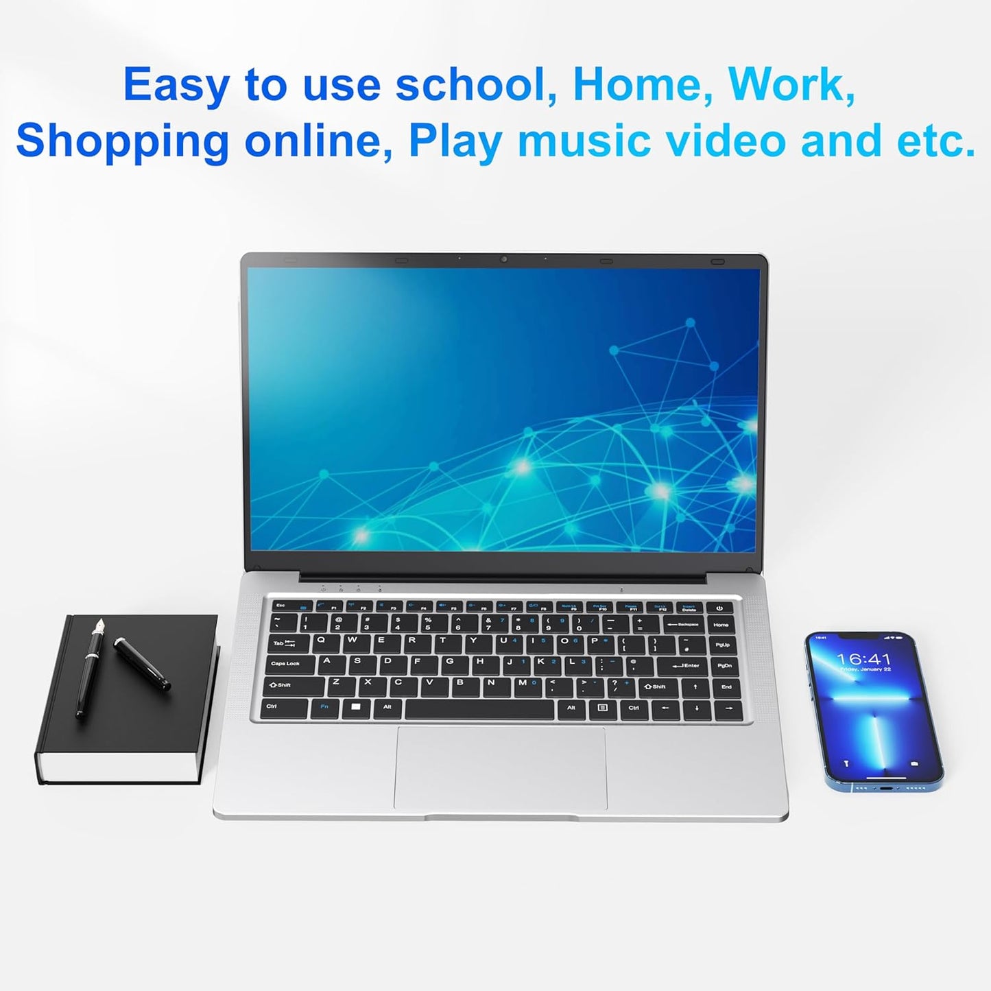 Laptop Computer 14.1 inch Laptop 6GB RAM 128GB SSD, Dual-Core Cerelon N4000 (up to 2.6GHz) Ordinateur-Portable Laptop PC, 2.4G/5G WiFi, BT 5.0, USB3.0, Mini HDMI, 3 Ports USB-C Hub