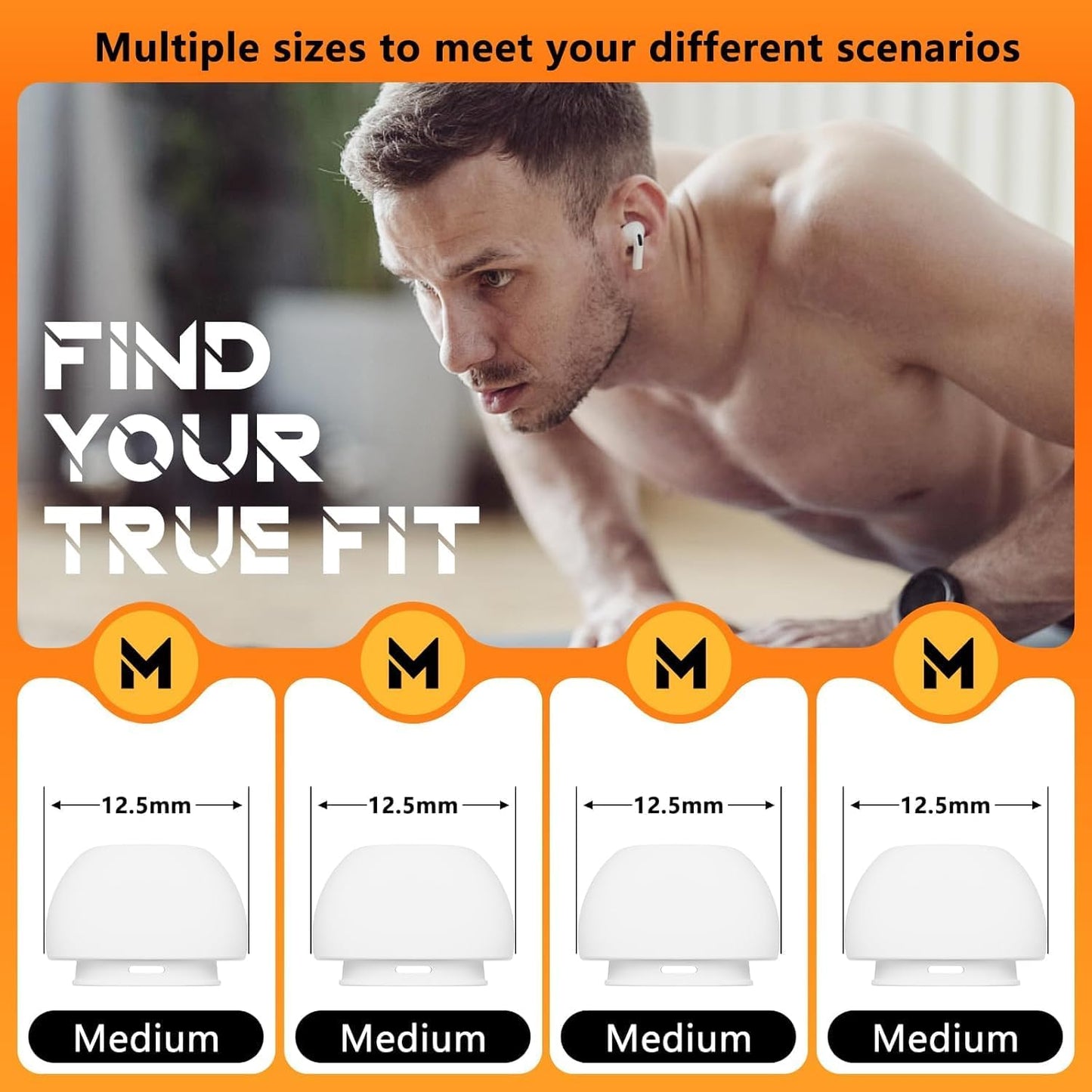 4 Pairs Replacement Ear Tips for AirPods Pro 2nd/1st Generation with Portable Storage Box & Cleaner Pen,Noise Reduction Holewith & Built-in dust Guard Screen,Silicone Ear Tips for AirPods Pro (White)