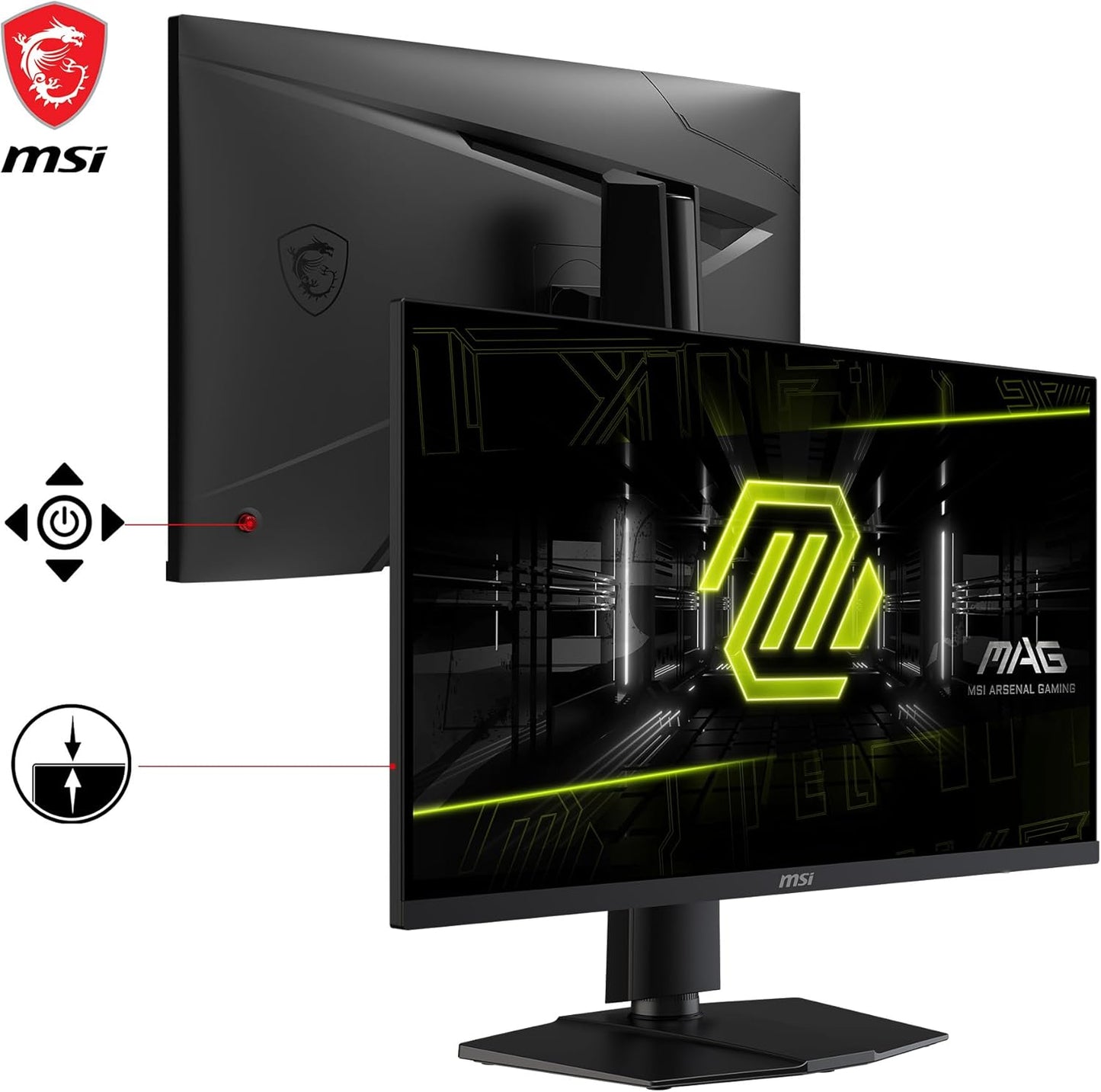 MSI MAG274UPF E2, 27" 3840 x 2160 (UHD), 4K Rapid IPSGaming Monitor, 1 ms, 160Hz, FreeSync Premium, HDR400, G-Sync Compatible, HDMI, DisplayPort, Tilt, Swivel, Pivot and Height Adjustable.,Black