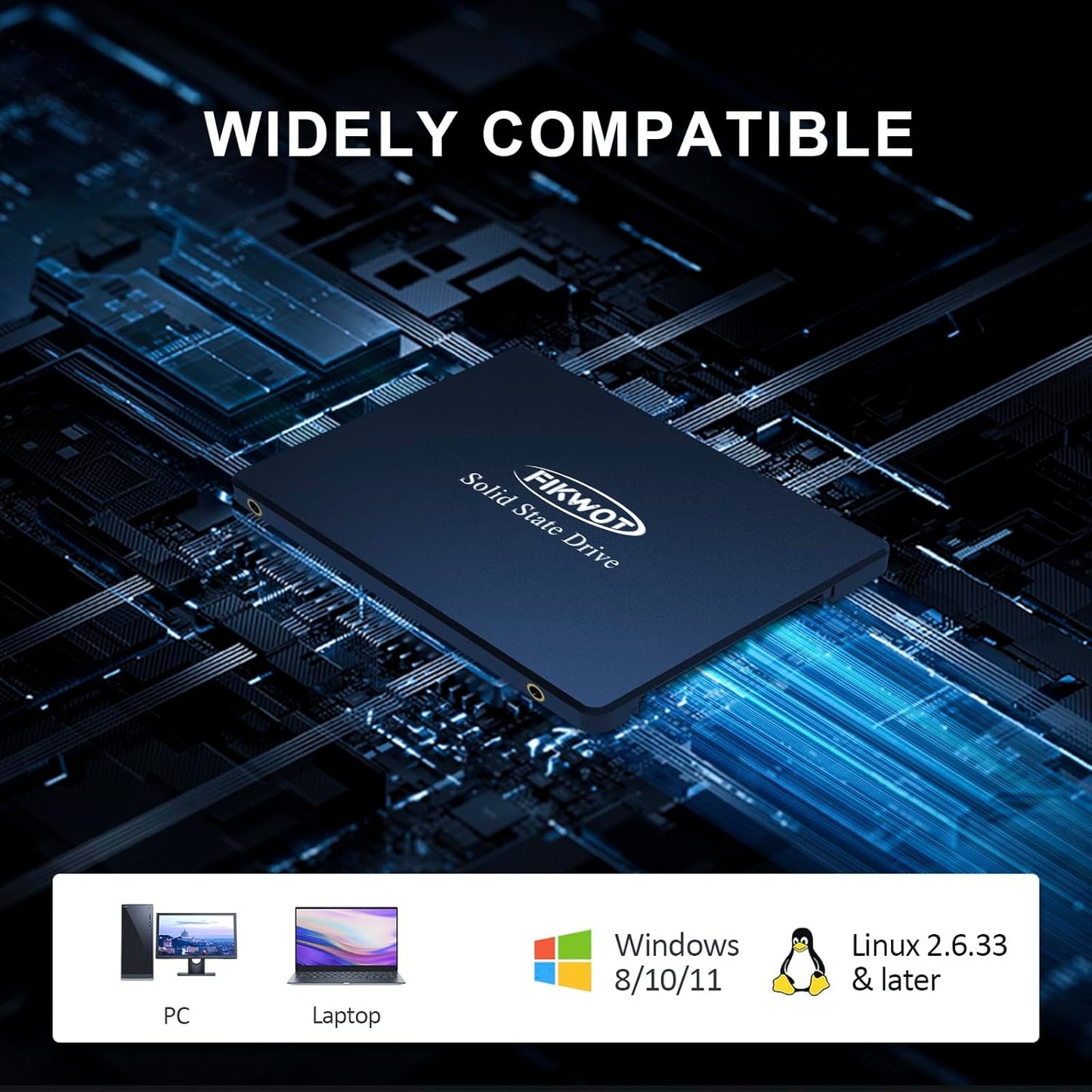 Fikwot FS810 2TB SSD, 2.5" SSD SATA III 6Gb/s, Solid State Drives, Up to 560MB/s, 3D NAND TLC, Internal SSD for Desktops and Laptops(Black)