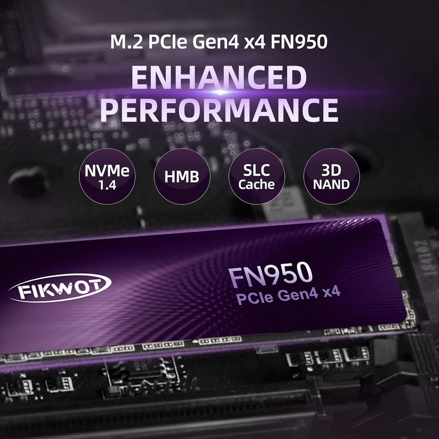 Fikwot FN970 2TB M.2 2280 PCIe Gen4 x4 NVMe 1.4 Internal Solid State Drive with Heatsink - Speeds up to 7,400MB/s, Configure DRAM Cache, Compatible PS5 Internal SSD