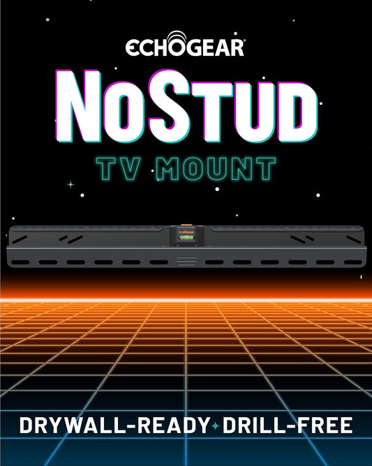 ECHOGEAR No Stud TV Mount for Drywall - Slim No Drill Design Holds TVs Up to 100lbs with Nails - Easy Studless Install with No Drill Needed - PuriLite
