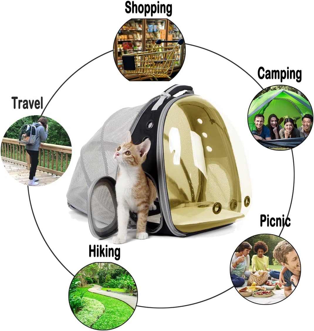 WEVONIGU Front Expandable Cat Backpack Carrier,Fit up to 16 lbs,Pet Carrier Backpack,Space Capsule Astronaut Bubble Window Bag,Cats and Puppies,Airline-Approved,Designed for Travel,Hiking,Walking